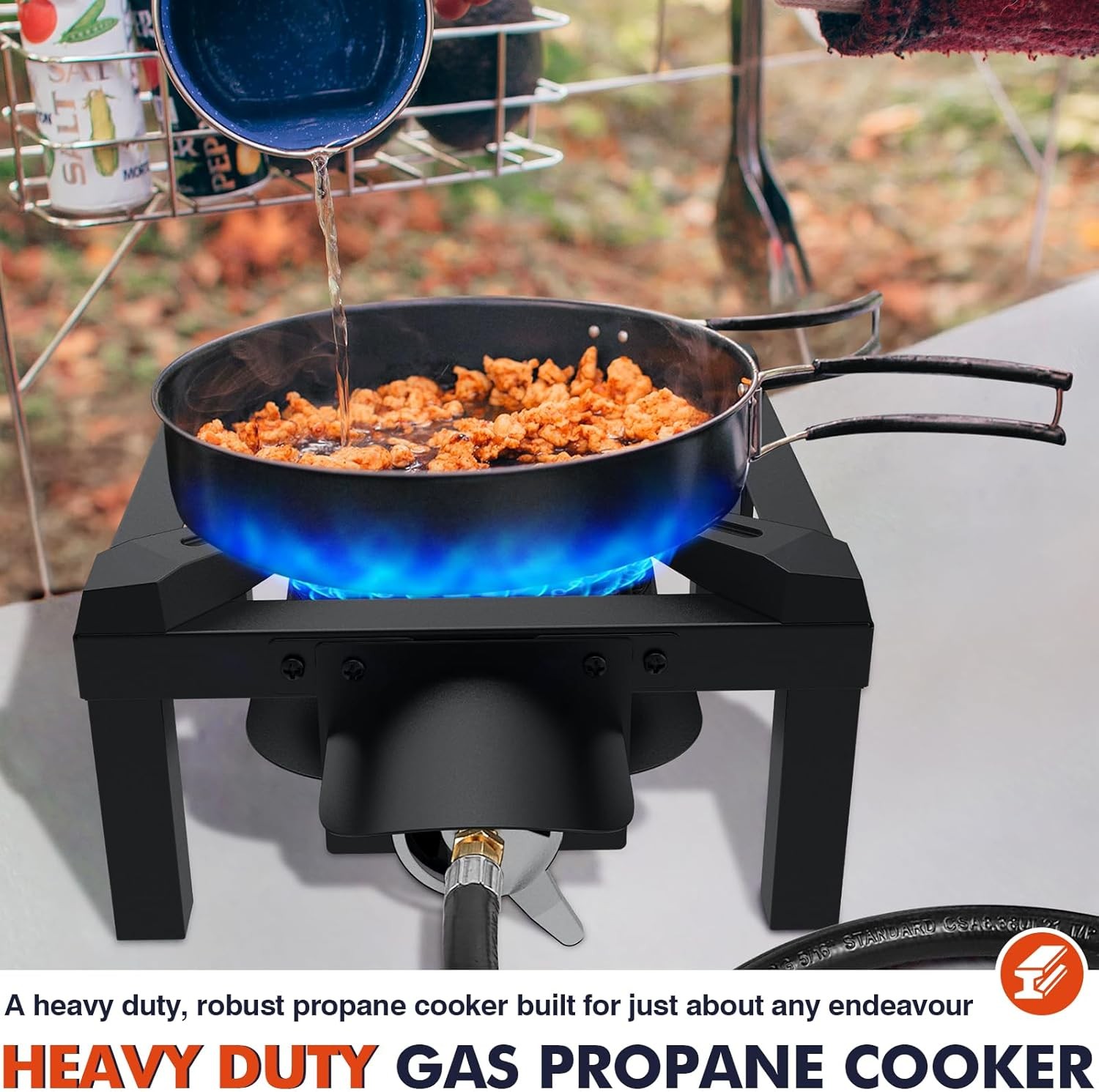 Llamaviva Propane Burner High Pressure 100,000 BTUs Single Gas Stove W/ Water