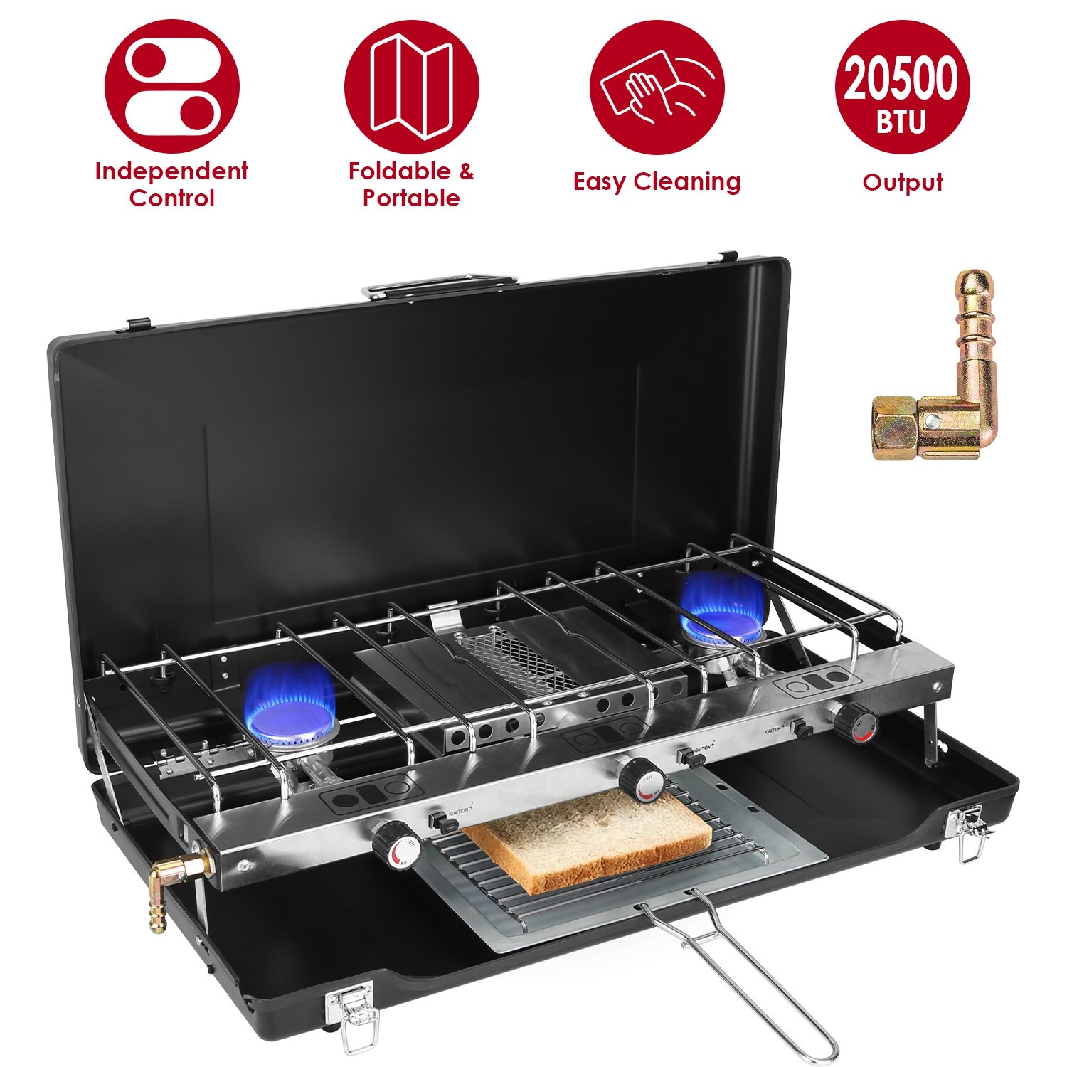 Professional Outdoor Stove Propane Burner – Portable 3 Cooker Camping BBQ Grill