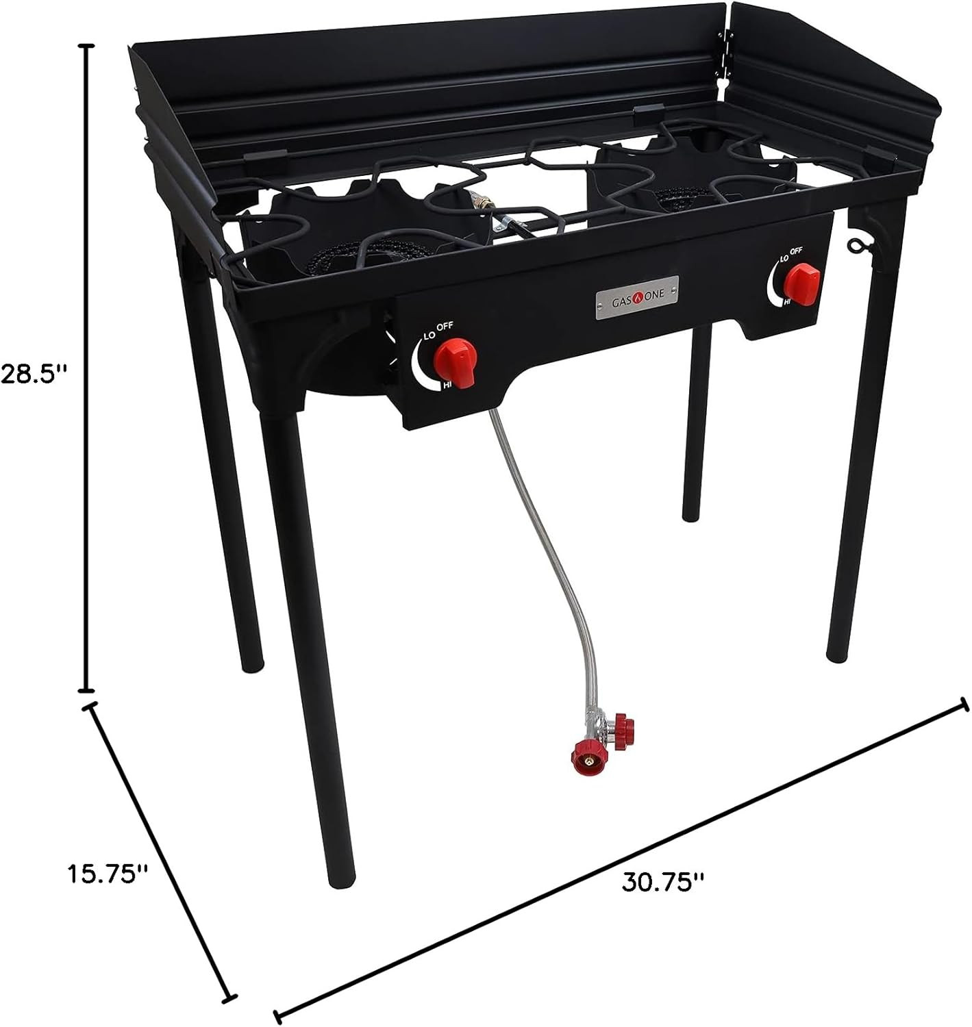 High Pressure Propane Double Burner Camp Stove with Windscreen & Adjustable Regu