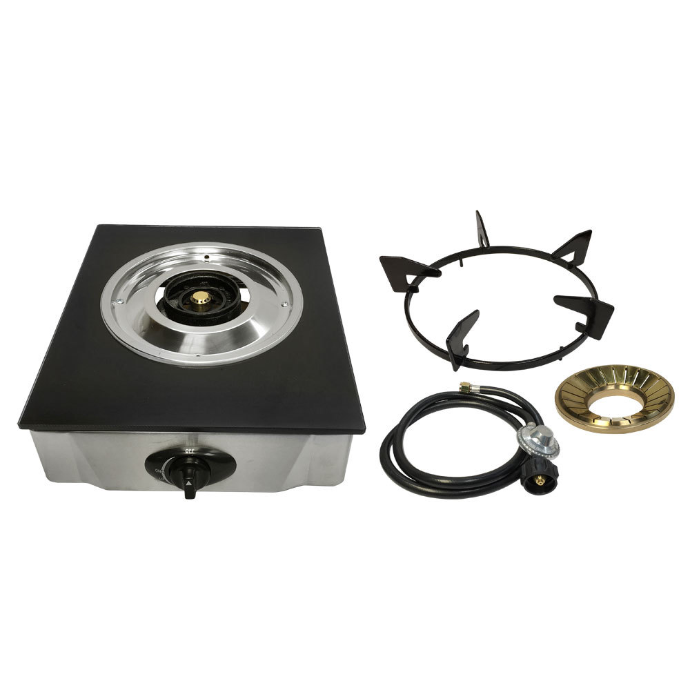 12 x 14″ Single Propane Gas Stove 1 Burner Tempered Glass Cooktop Auto Ignition