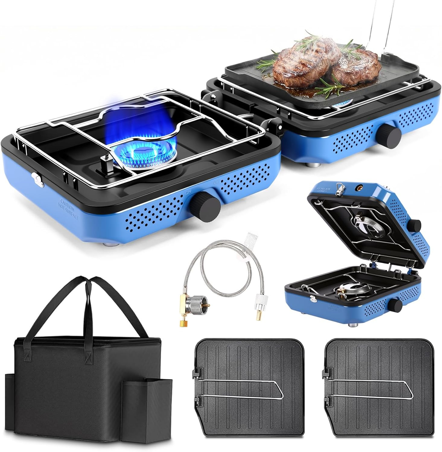 Portable 2-Burner Propane Camping Stove with Carry Bag – 30,000 BTU