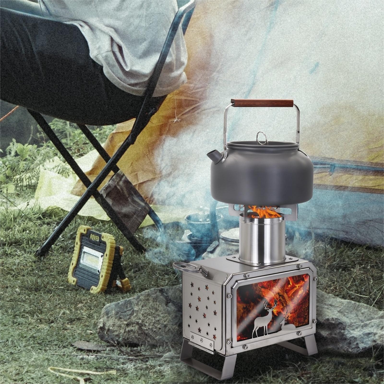 Portable Stainless Steel Camping Stove for Backpacking,Hiking,BBQ,Picnic Cooking
