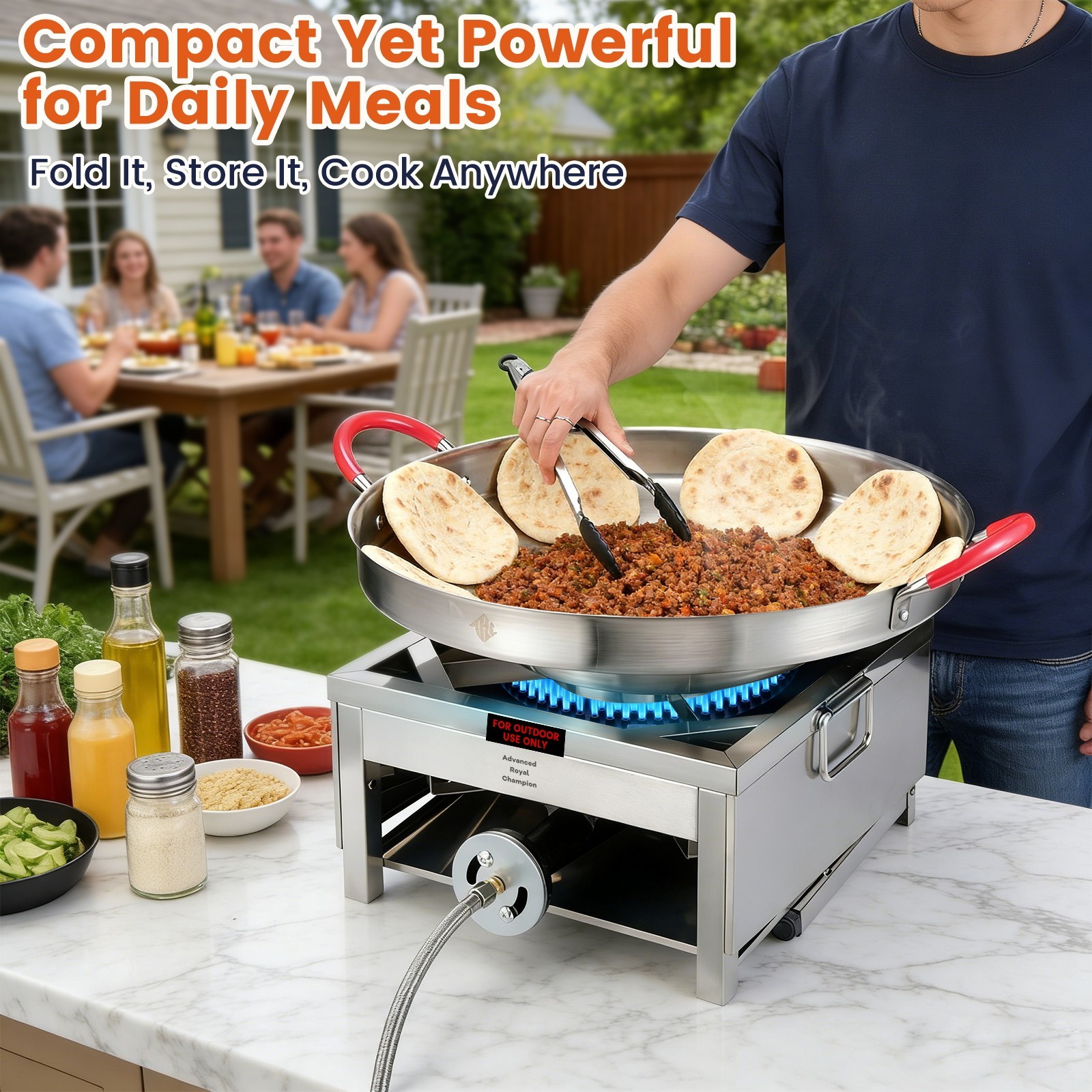 ARC Single Burne Propane Stove Stainless Steel Outdoor Burner with Foldable Legs