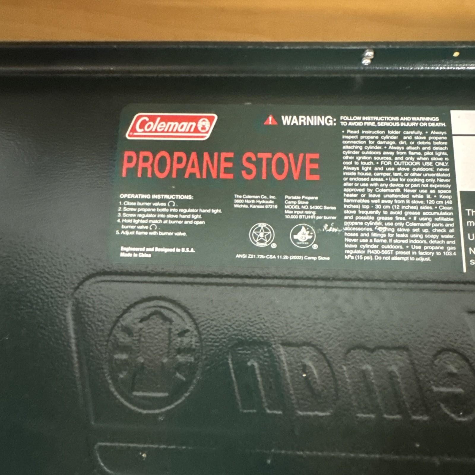 Vintage Coleman 5430E Series Perfect Flow Propane Stove Two Burner Camping Stove