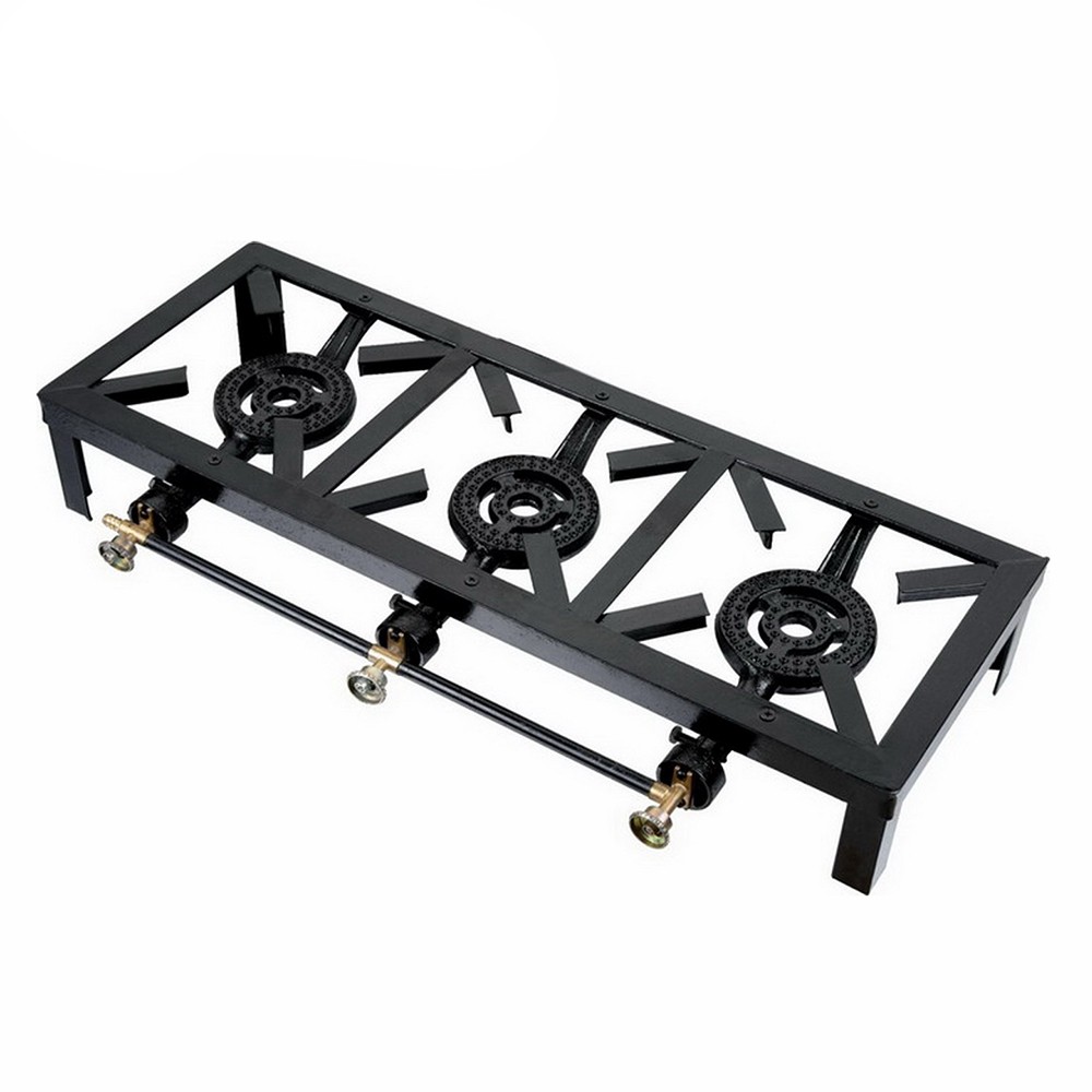 Cast Iron 3 Burner Portable Outdoor Camping Stove Propane Gas LPG BBQ Cooker