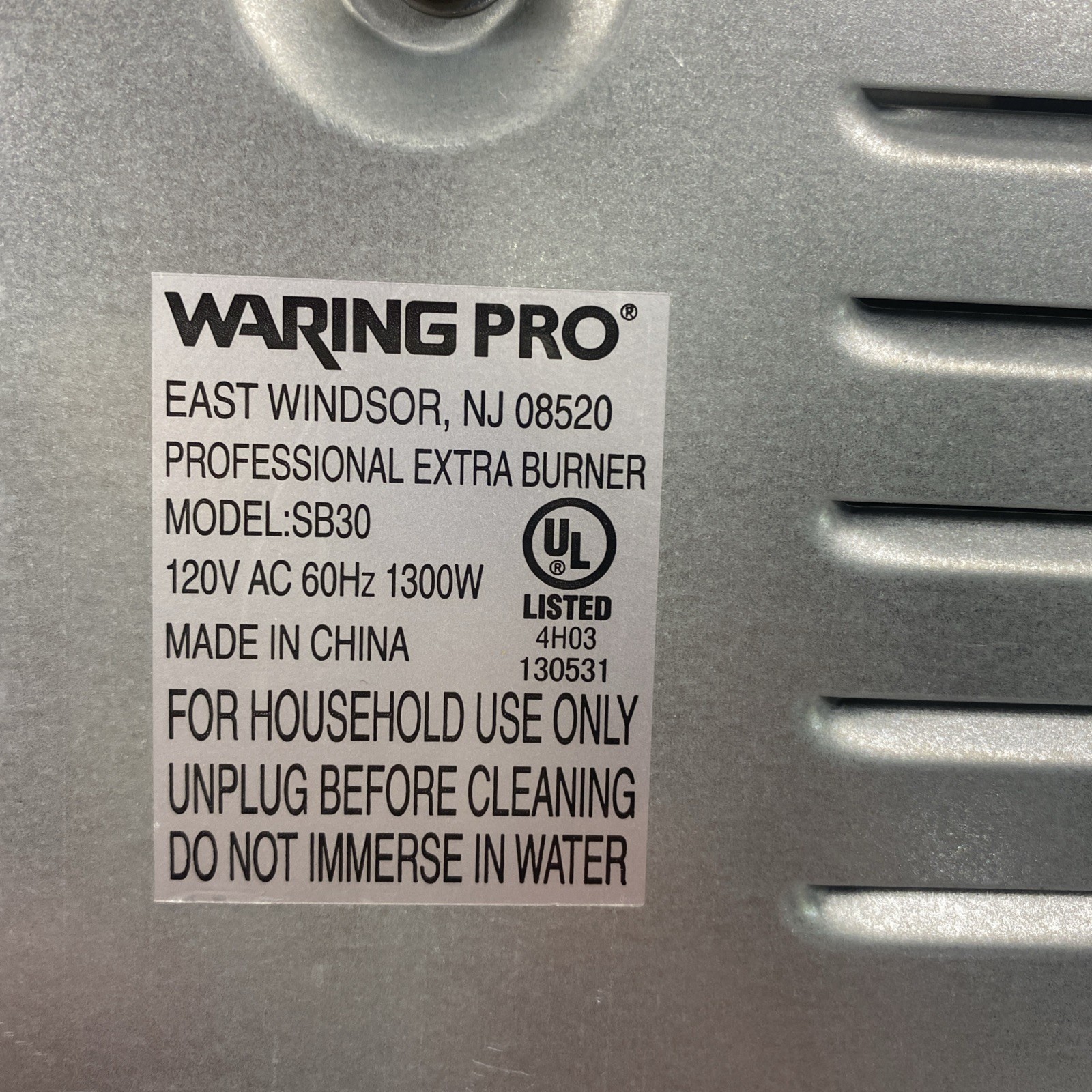 Waring SB30 1300W Portable Single Burner Stainless Steel Electric Hot Plate