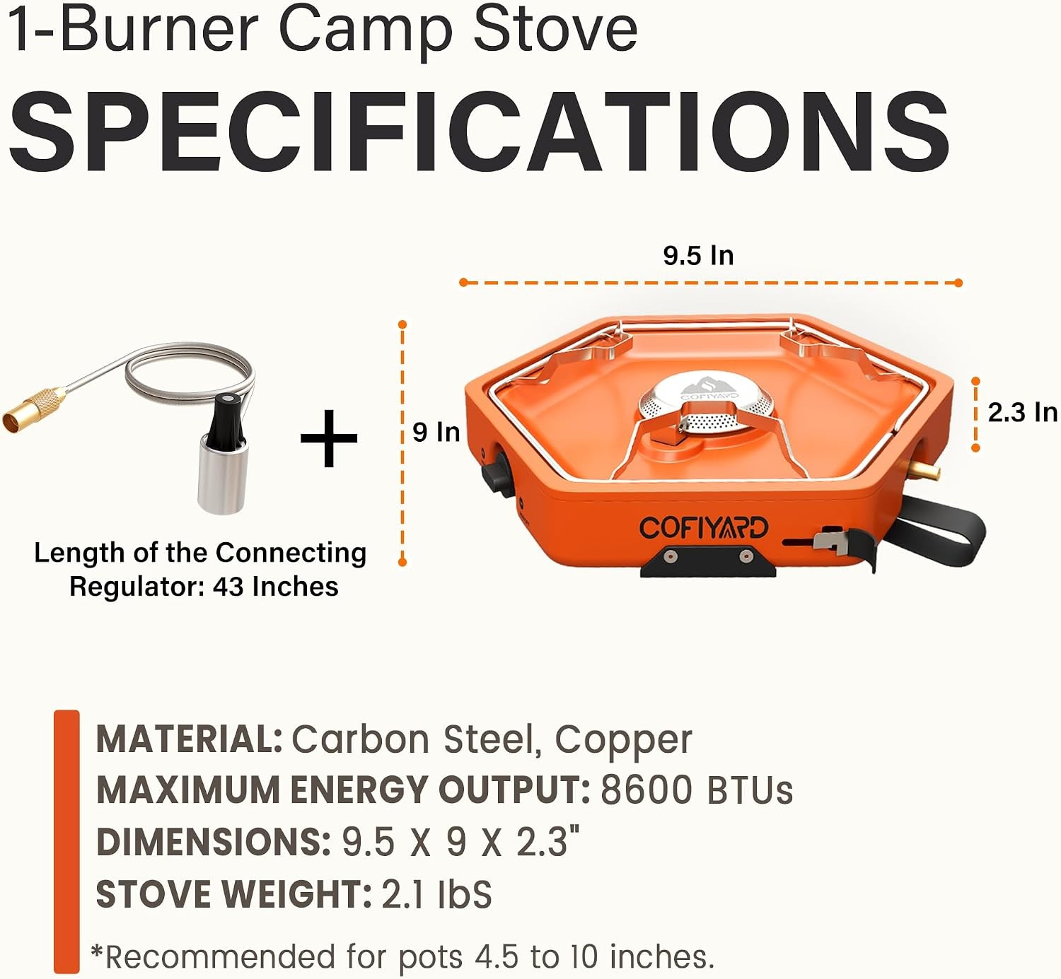 1-Burner Propane Stove Portable Camping Stove W/ Carry Strap Backpacking Camp