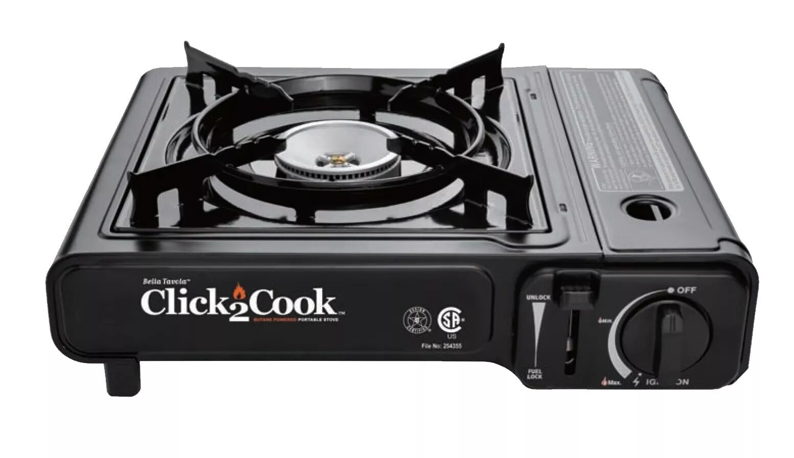 Click2 Cook Portable Stove. Aluminum Burner, Butane Gas – Camping, Emergency