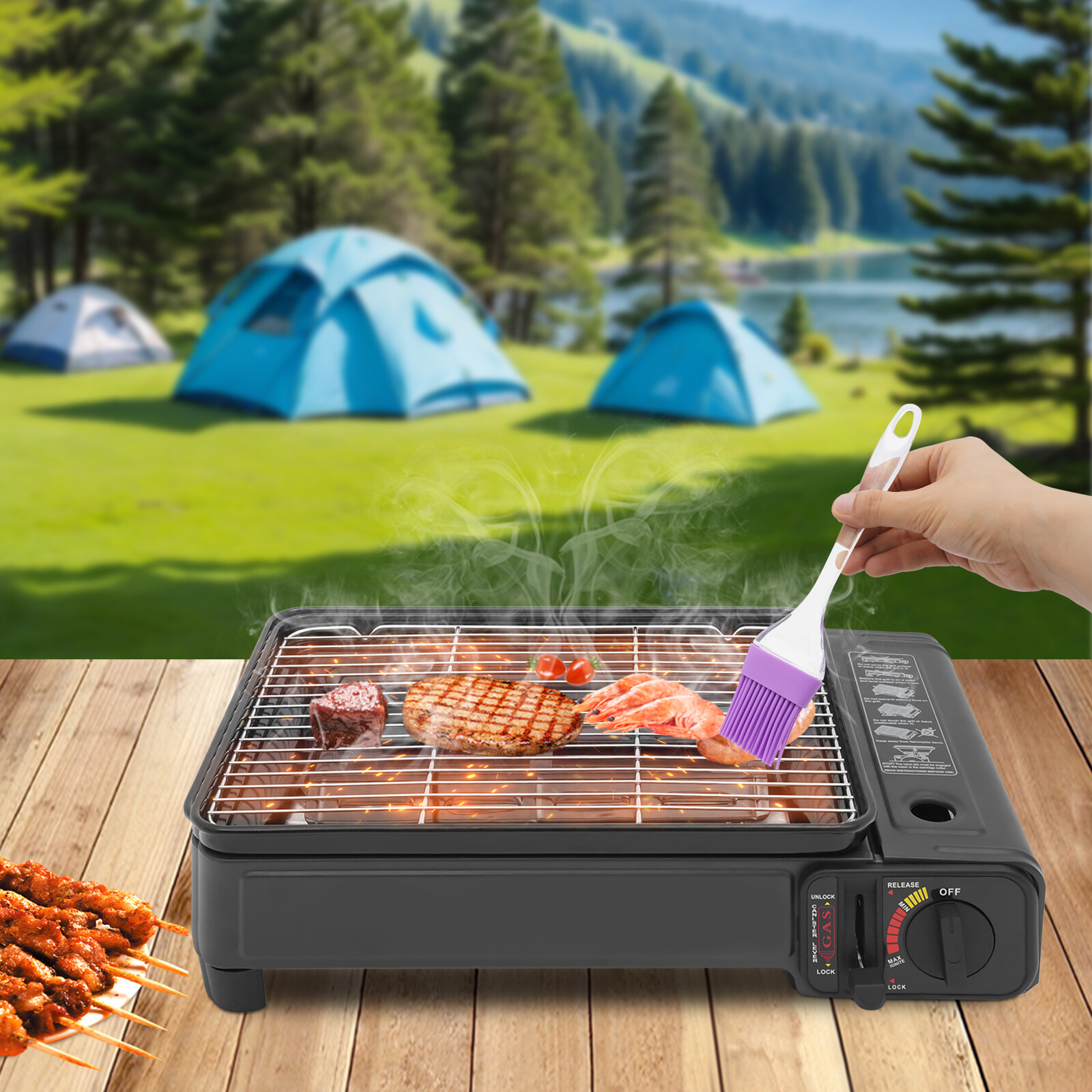 Outdoor Gas Barbecue Stove PortableCamping Gas Stove Tabletop Cooking Stove