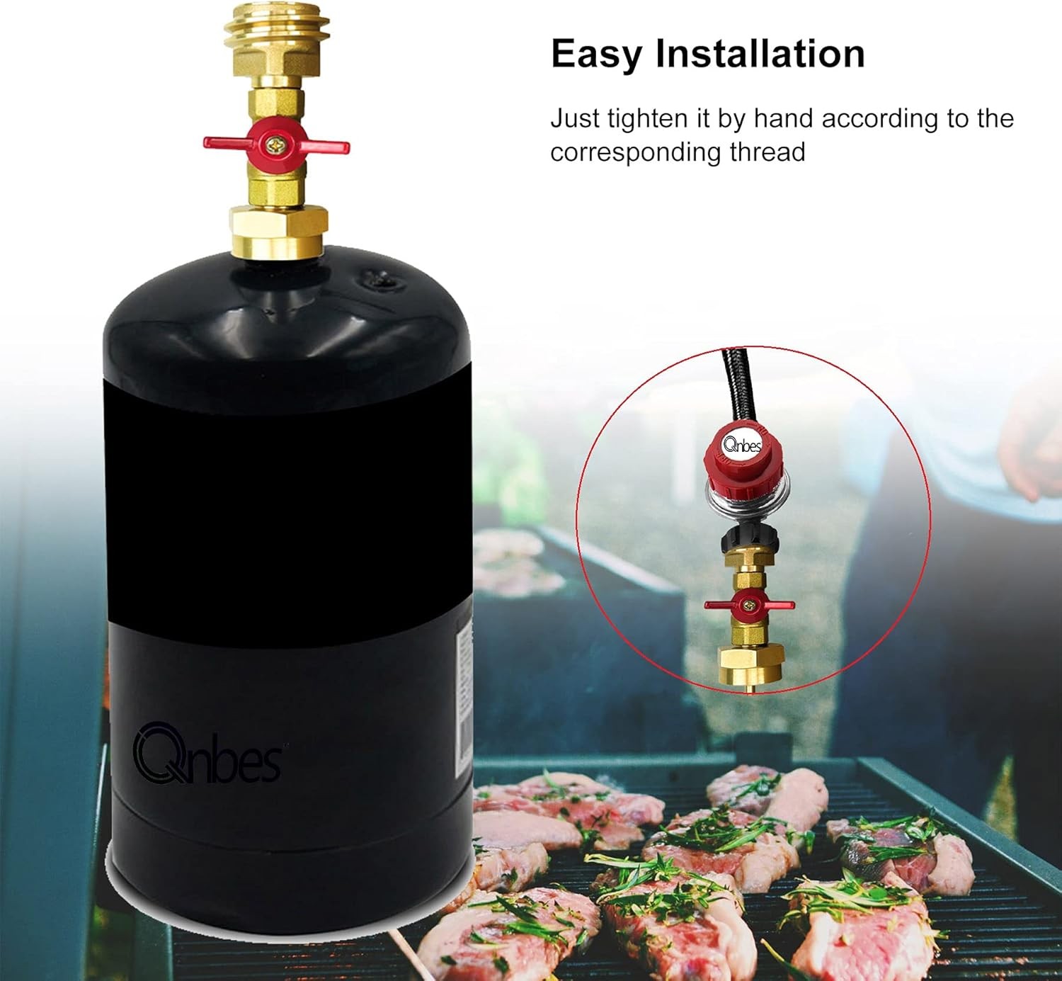 1lb to 20lb Propane Tank Adapter with Valve, Conver CGA600 QCC/Type1 Male…