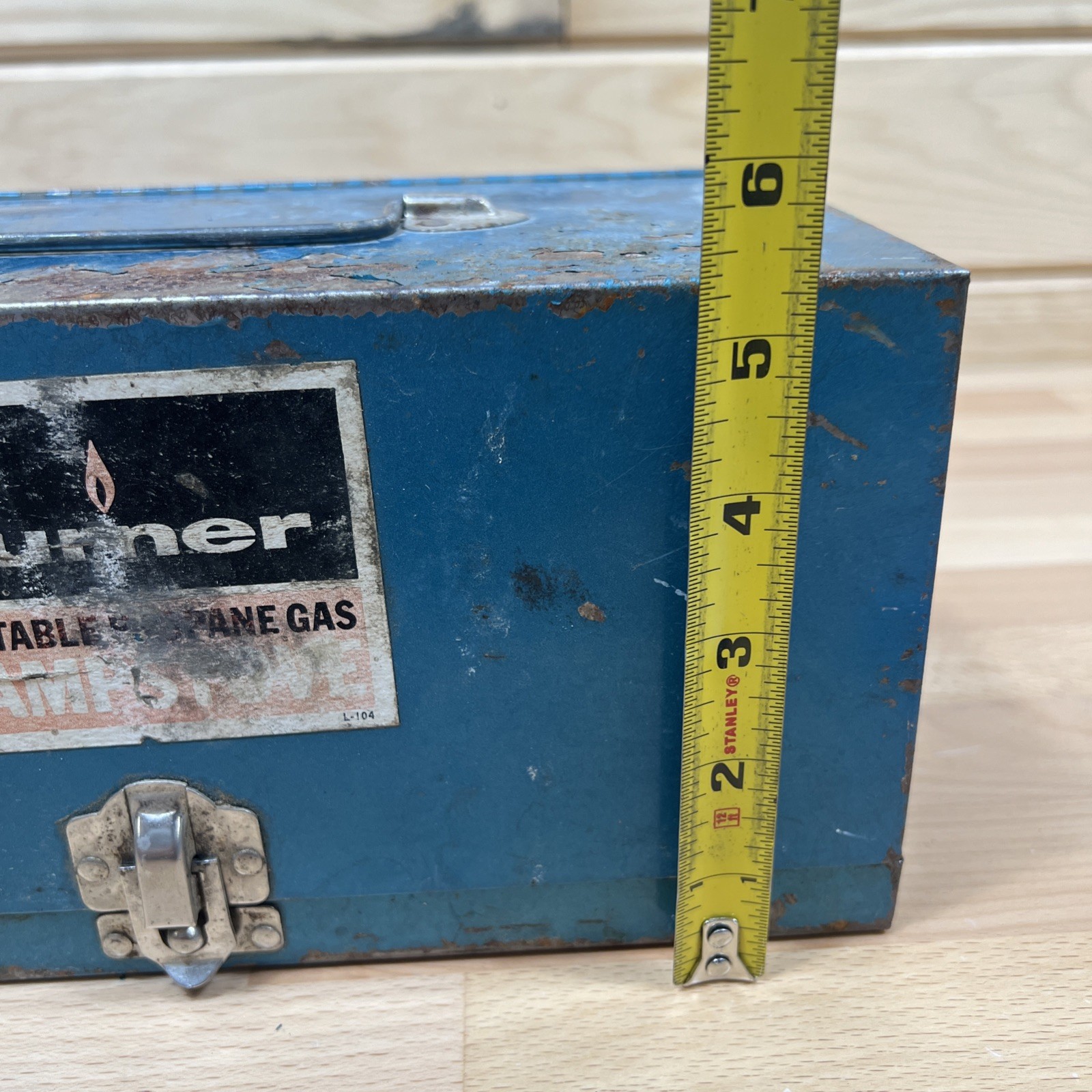 Vtg Rare Turner Portable Single Burner Propane Gas Cap Stove L-104 W/ Box Works
