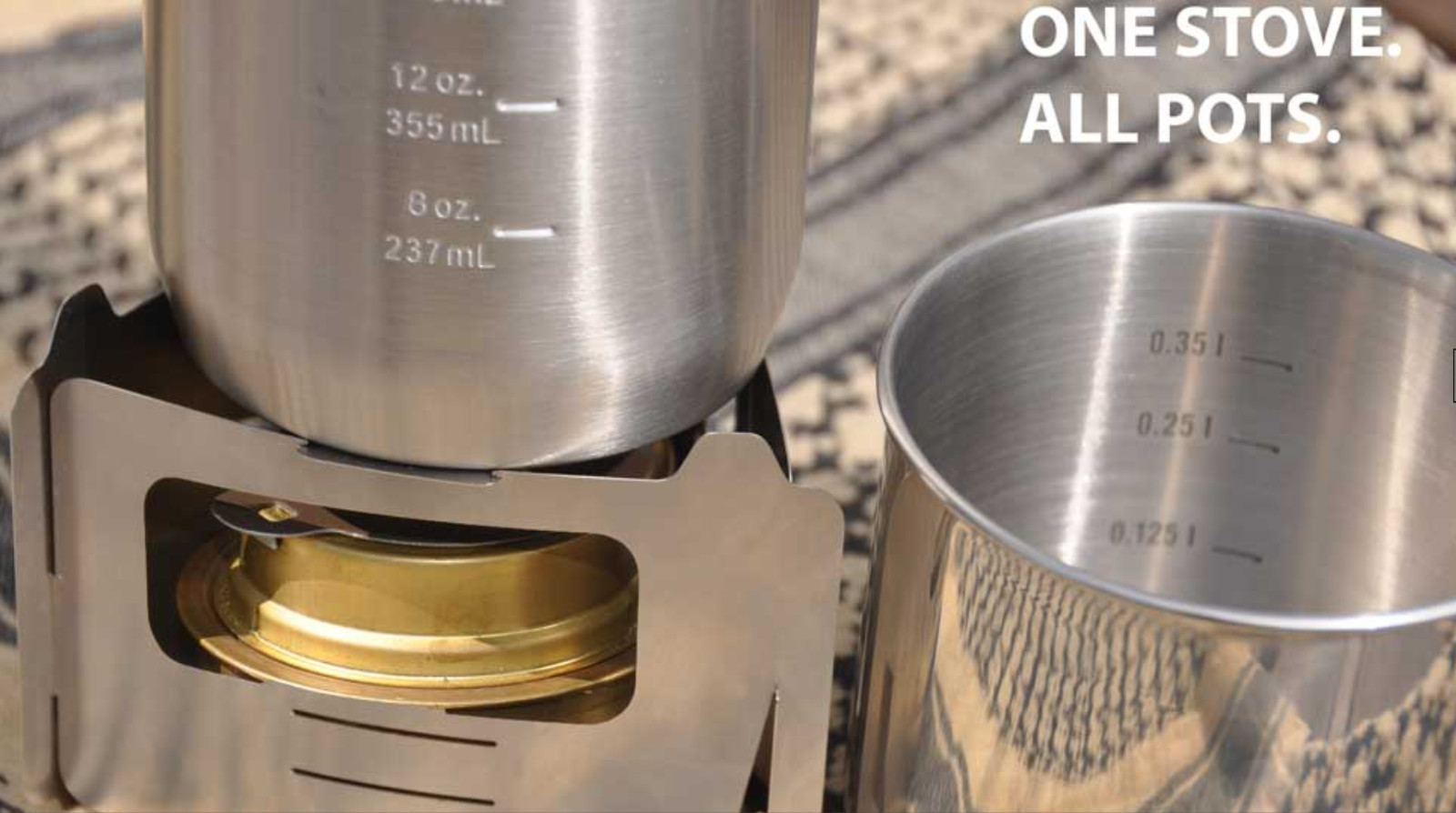 Bushbox Essentials Ultralight Multi-Fuel Stove. Less than 4 ounces.