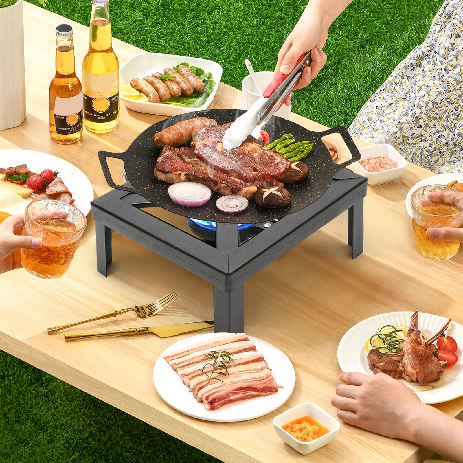 Propane Cooker Burner Stove Gas Outdoor Cooking Camping Stand BBQ Grill + Hose