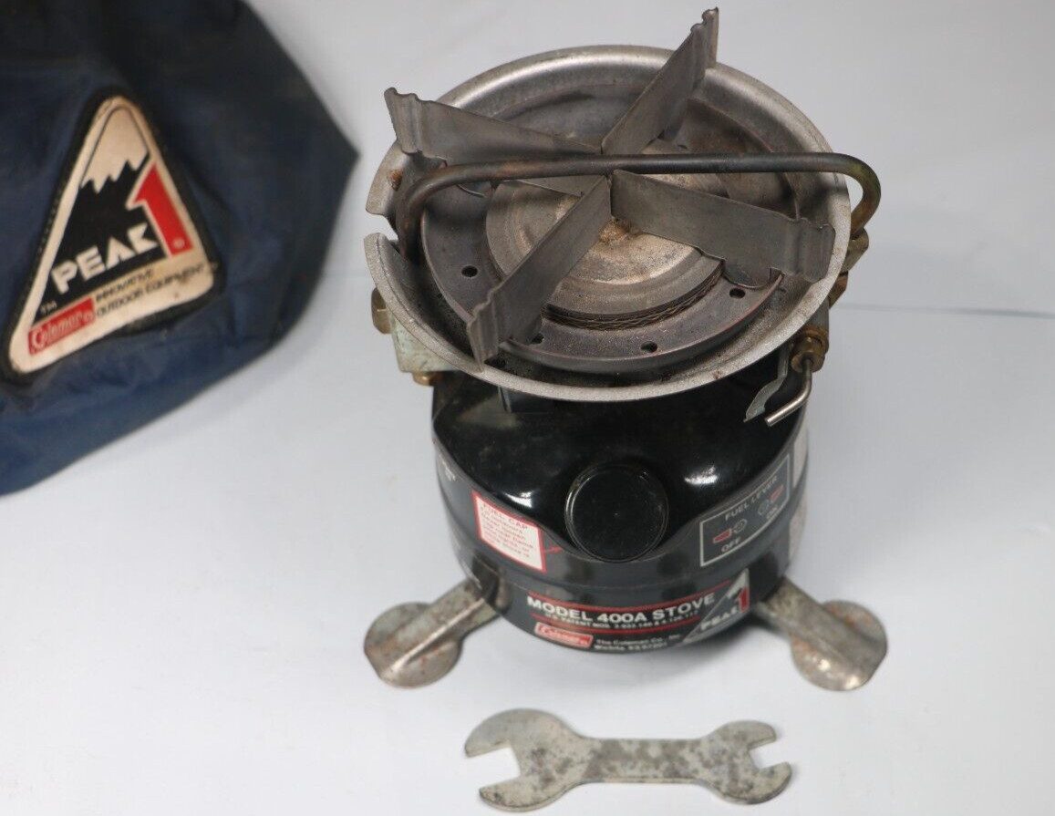 Vintage Coleman Peak 1 Lightweight Backpack Stove Model 400A Dated 4-86