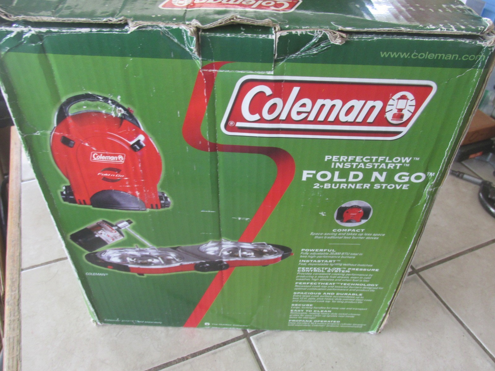 Coleman Fold N Go Propane Camping 2 Burners Stove New In Box With Instructions