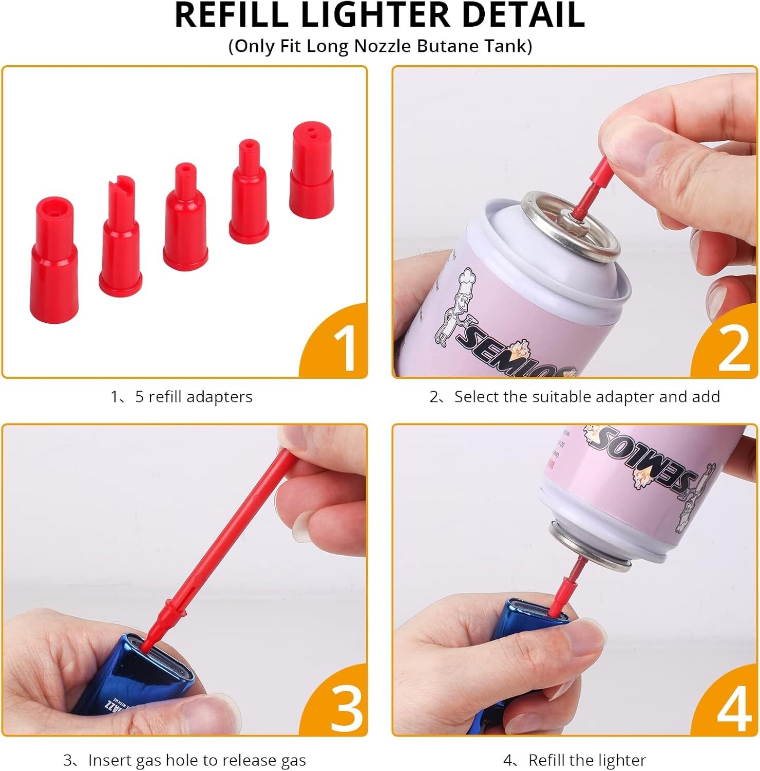 Multi-Purpose Butane Tank Adapter with 8 Refill Tips – Compact & Portable