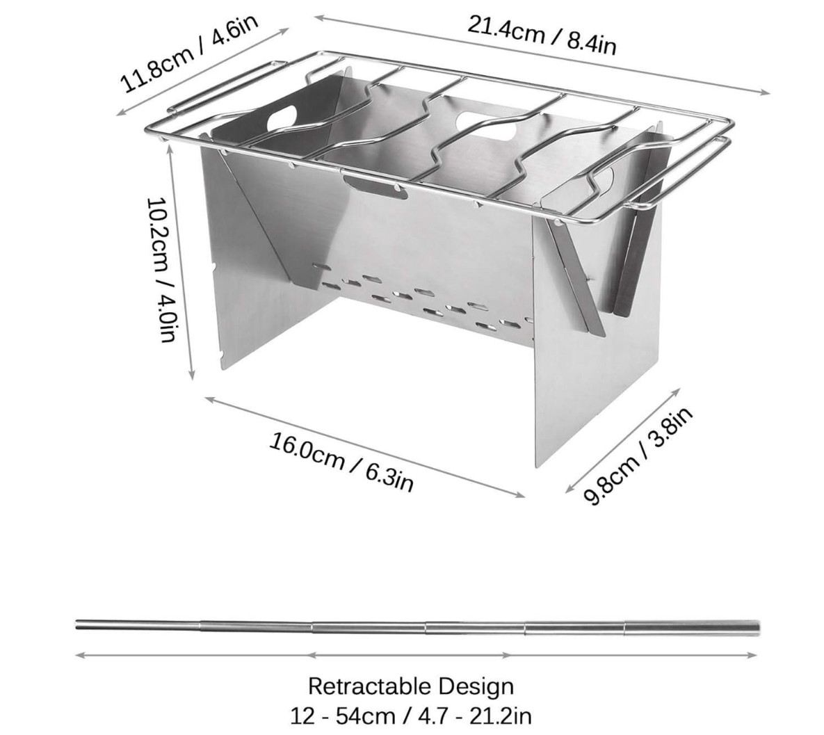 Ultralight Collapsible Outdoor Portable Folding Wood Stove Stainless Steel Grill