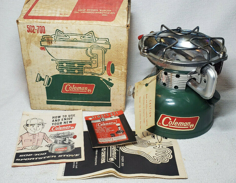 VTG 1971 COLEMAN 502-700 SPORTSTER SINGLE BURNER CAMP COOKING STOVE 11/71 & BOX