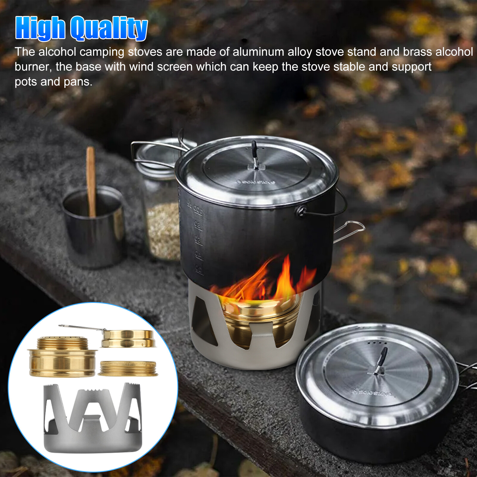 Outdoor Mini Portable Alcohol Stove Burner for Backpacking Hiking Camping Tool