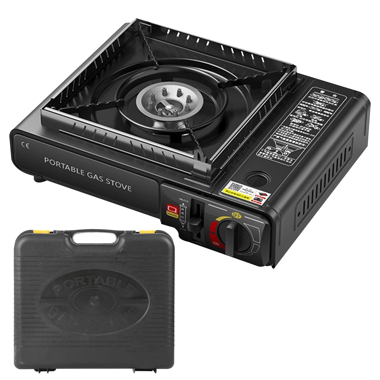 Portable Butane Gas Stove Cassette Furnace 3200W Outdoor Camping Cooker w/ Case