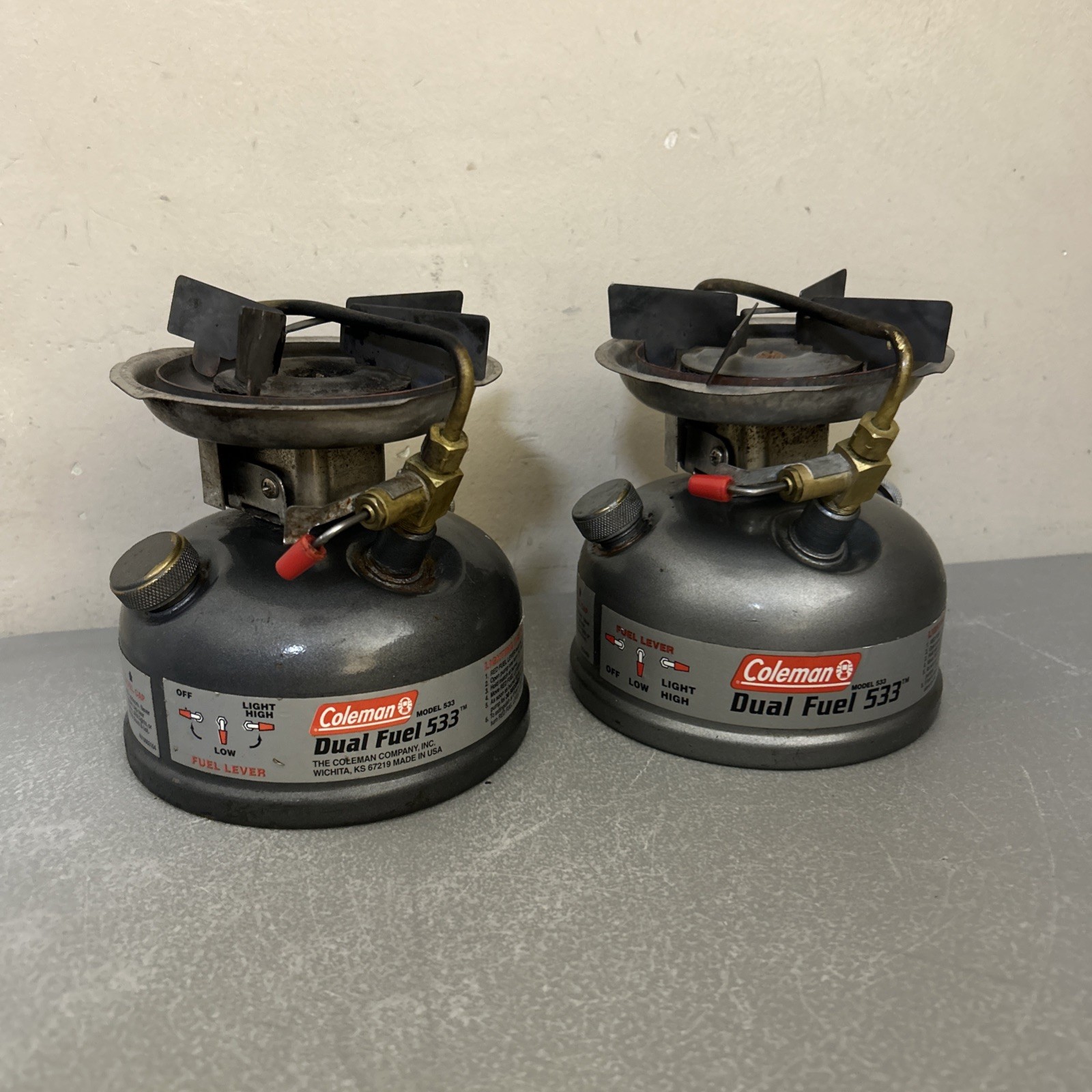 (2) COLEMAN Model 533 Dual Fuel Single Burner Camping Stoves