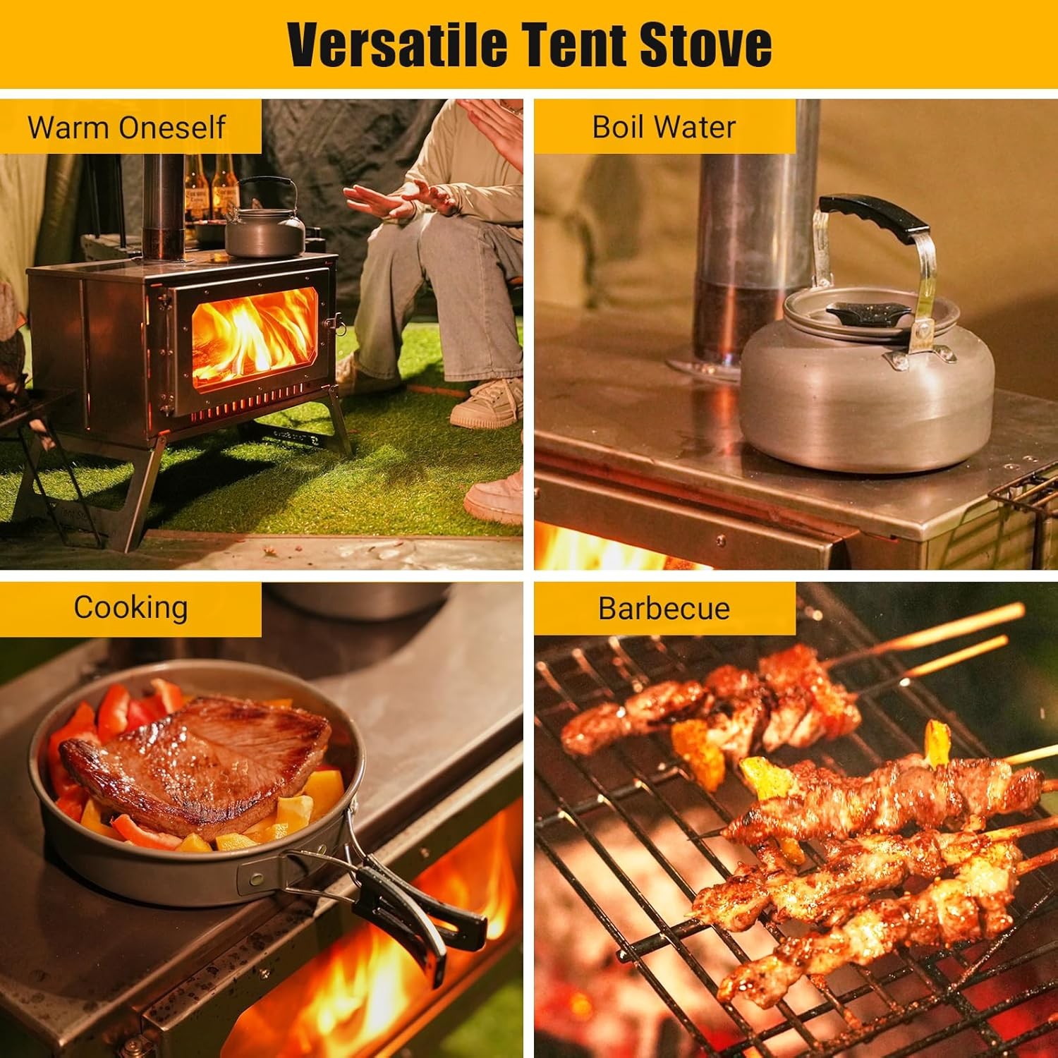 Portable Hot Tent Stove,Stainless Steel Stove with Pipe Bag,Backpacking,Heating