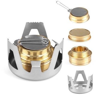 Mini Alcohol Stove Foldable Control Handle Compatible with Camping Cookware