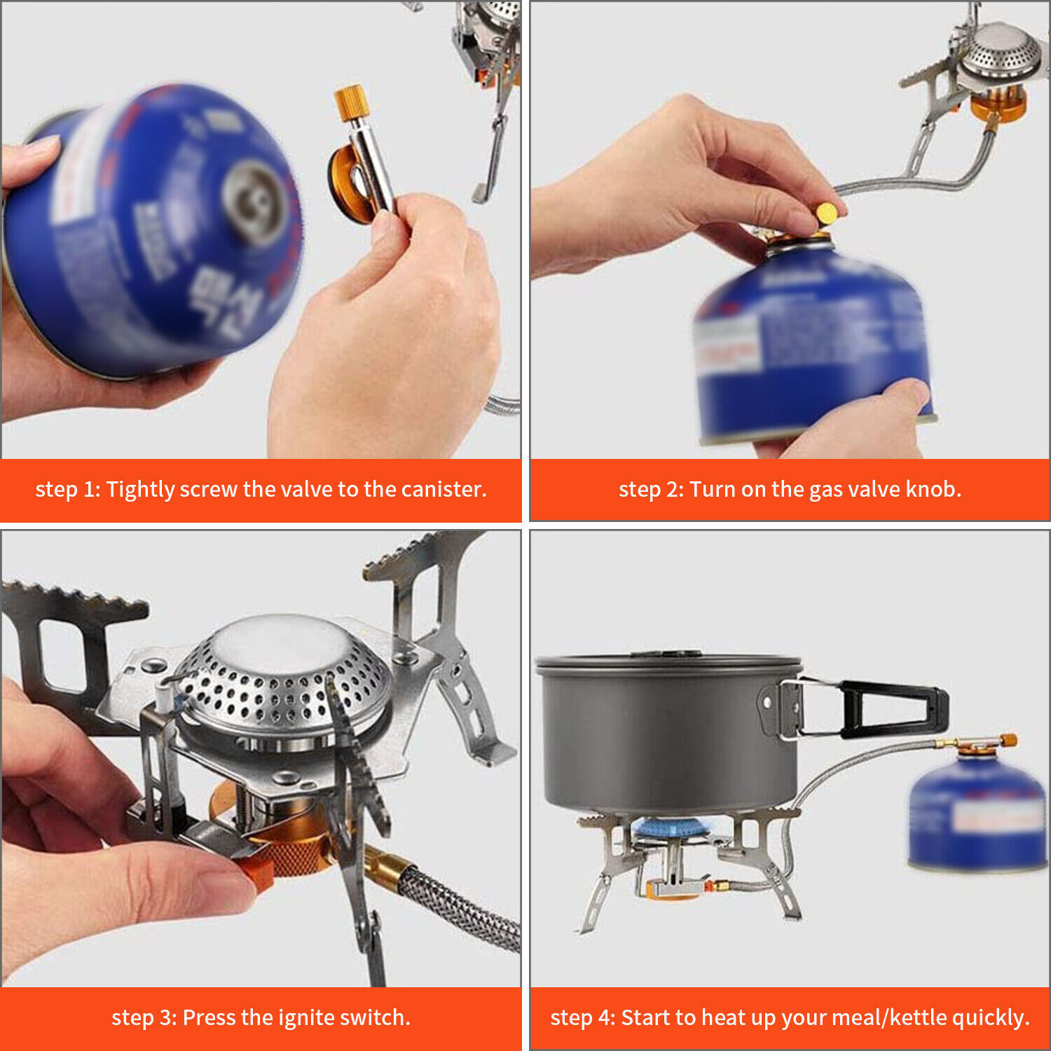2Pack 3700W Portable Backpacking Camping Gas Stove W/ Piezo Ignition Burner Case