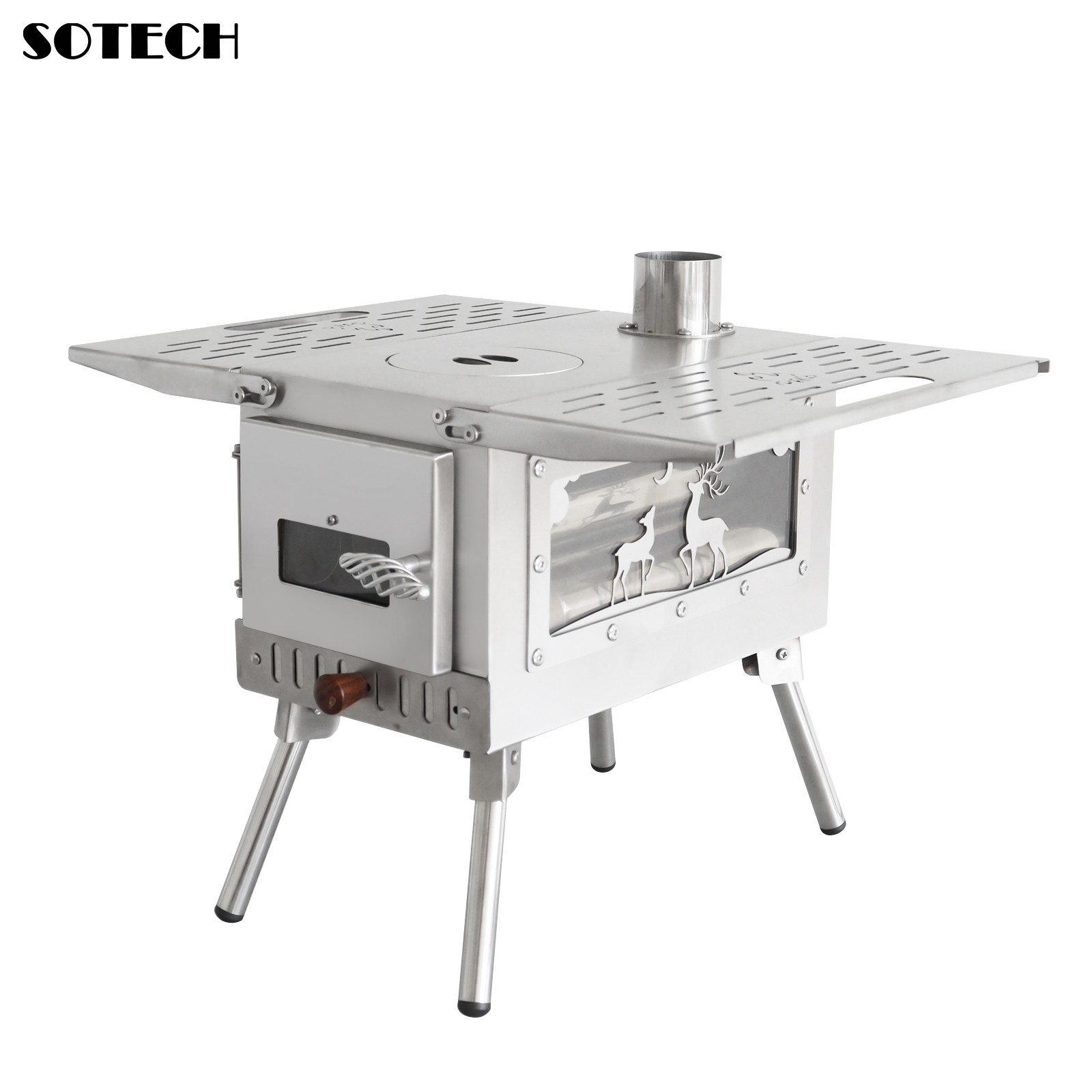 SOTECH Stainless Steel Wood Stove Portable Camp Fire Heater Grill Camping Hiking