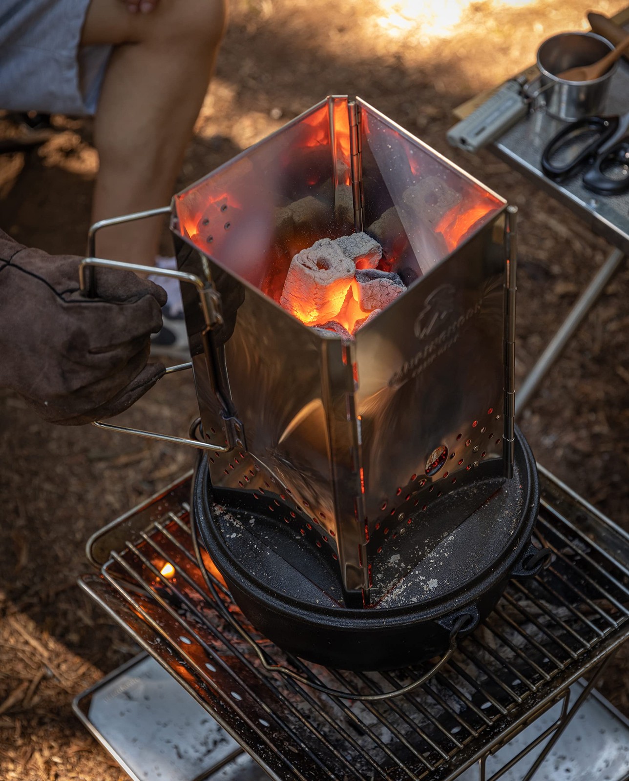2-Way Charcoal Starter, Foldable Rocket Stove MT-19