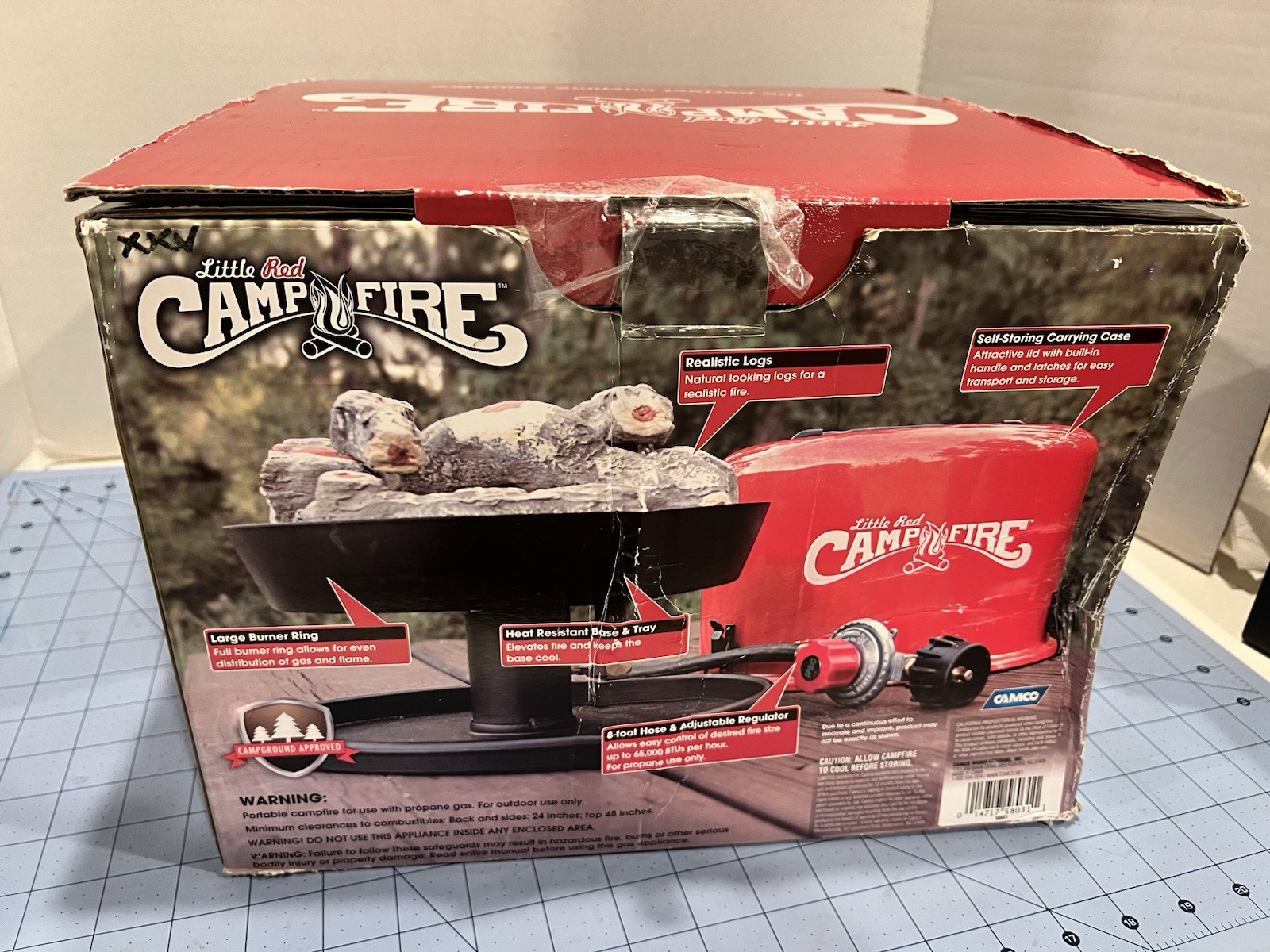 CAMCO CAMPFIRE LITTLE RED CAMP STOVE OLD STOCK NEW IN BOX RARE LOGS FIRE PIT