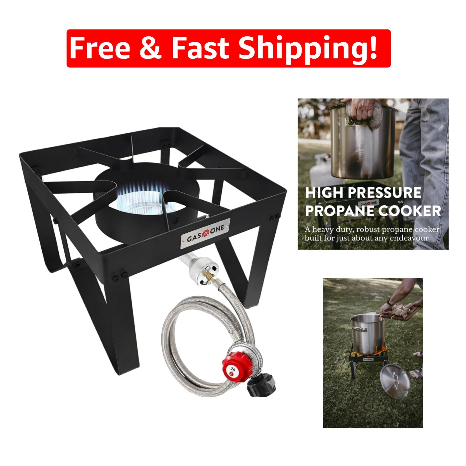 Versatile High Heat Propane Cooker with Safety Features for Outdoor Adventures