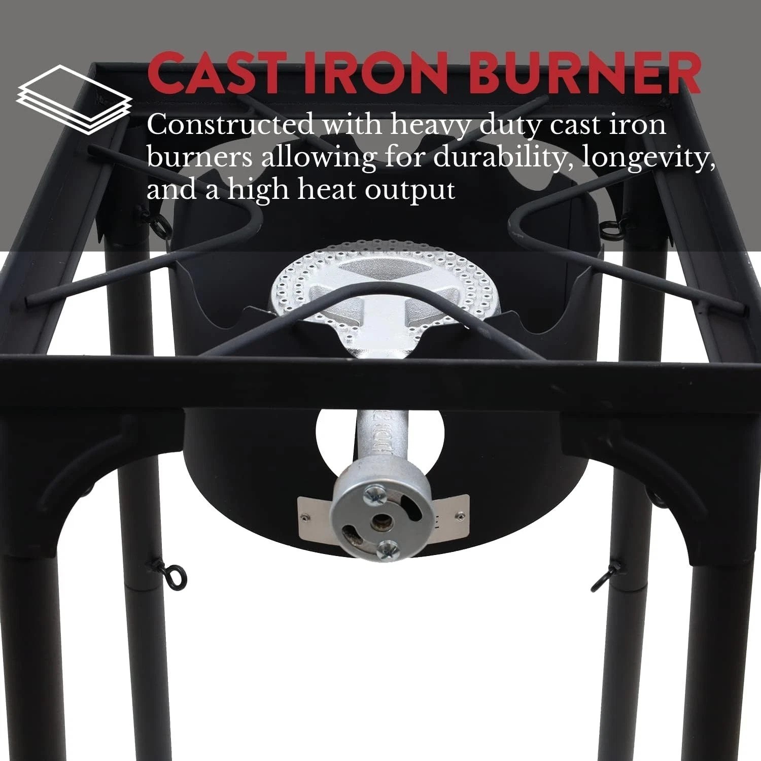 High Output Propane Burner with Safety Regulator and Adjustable Height