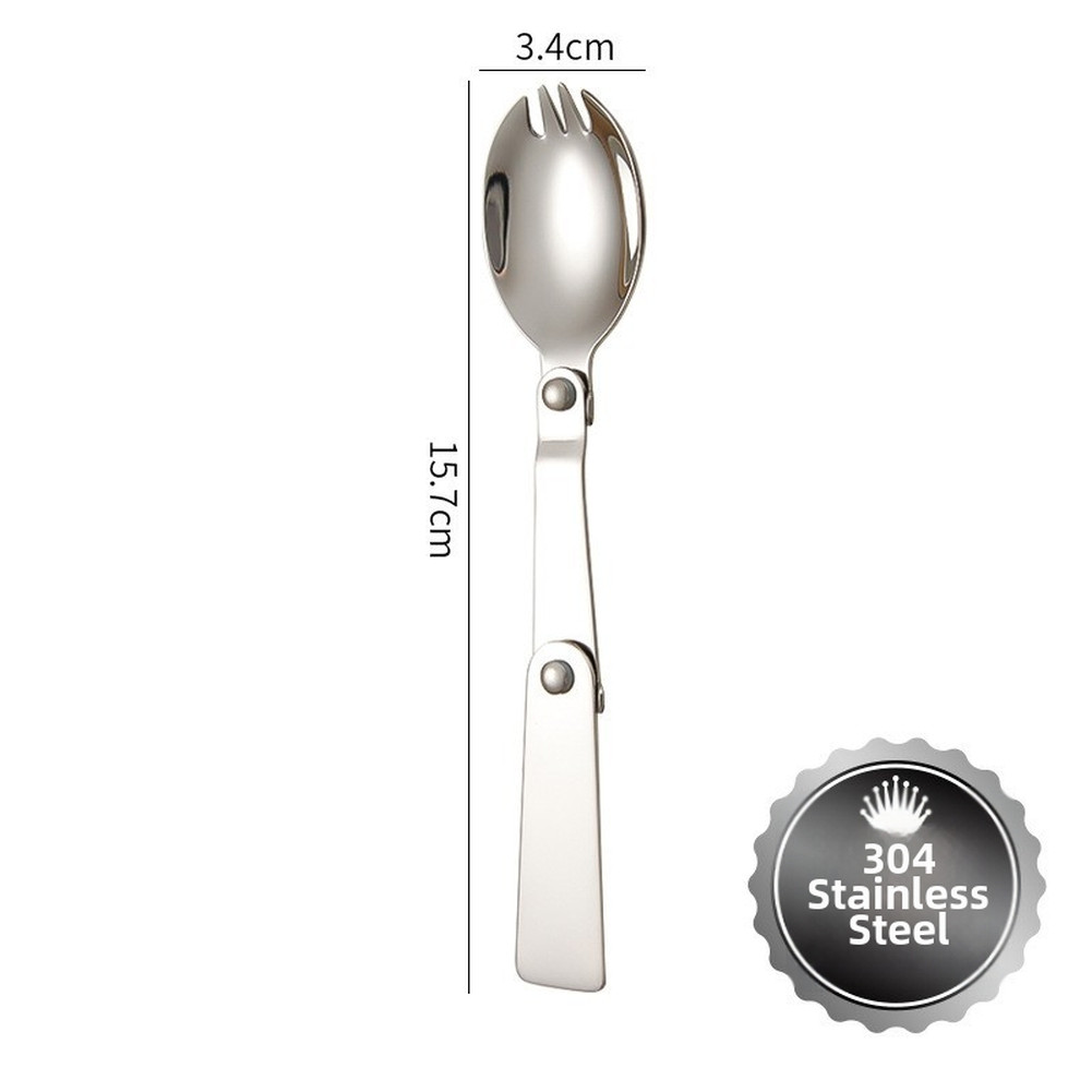 Portable Foldable Fork Spoon Set Stainless Steel for Camping Hiking Trips
