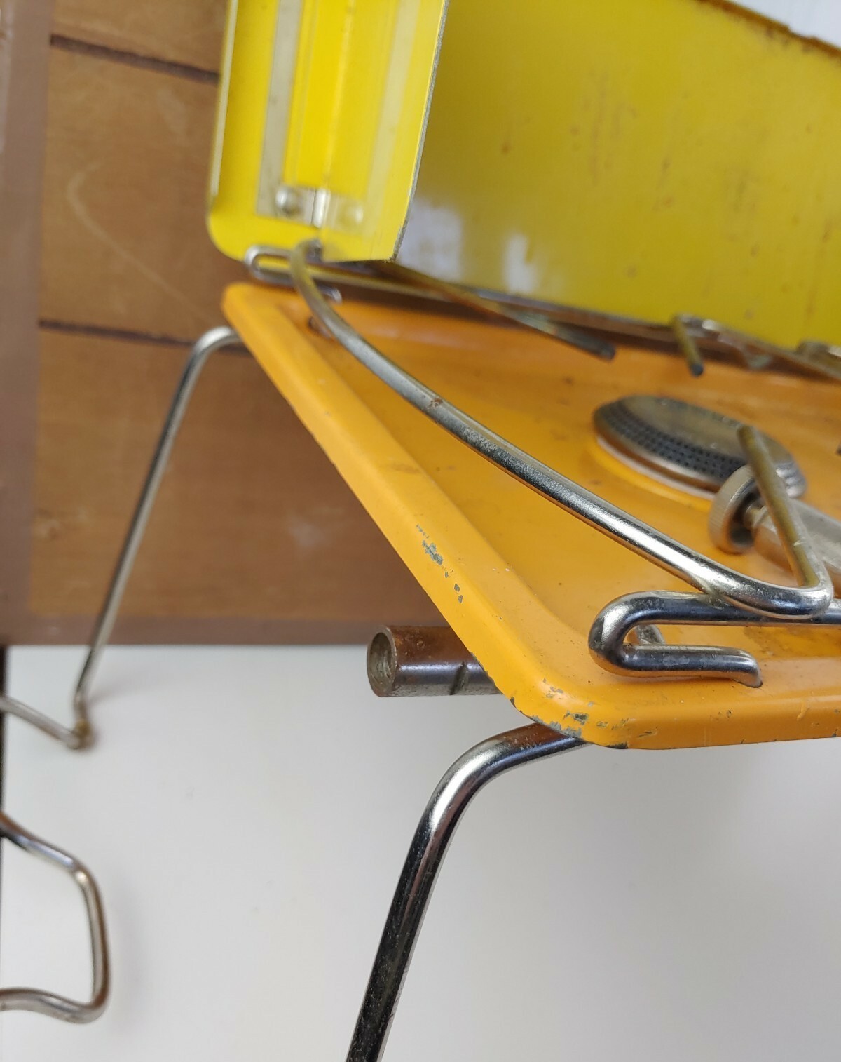 Vintage Unique Camping Double Burner Orange And Yellow w Hand Made Case
