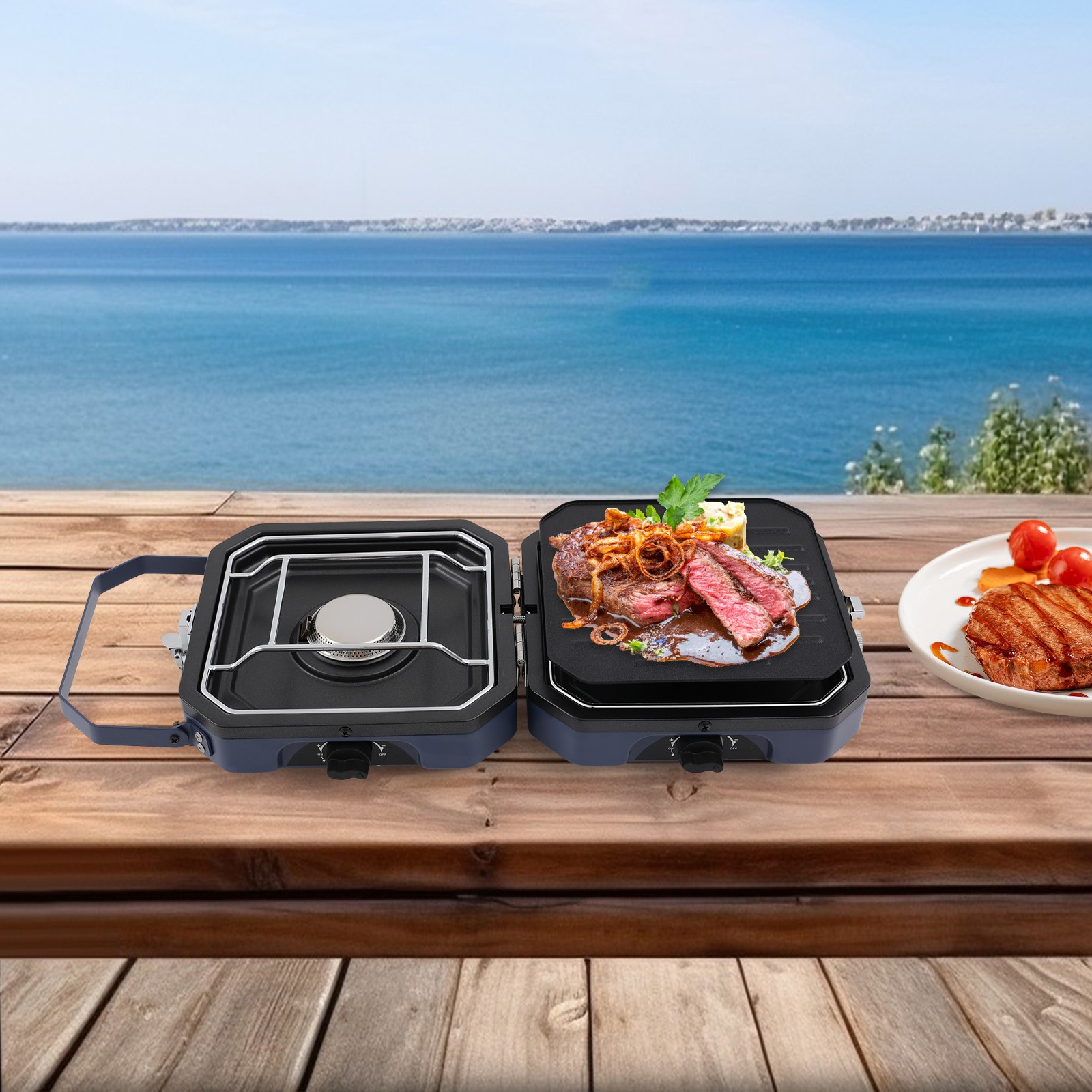 Foldable 2-Burner Camping Stove, Portable Grill for Outdoor Cooking