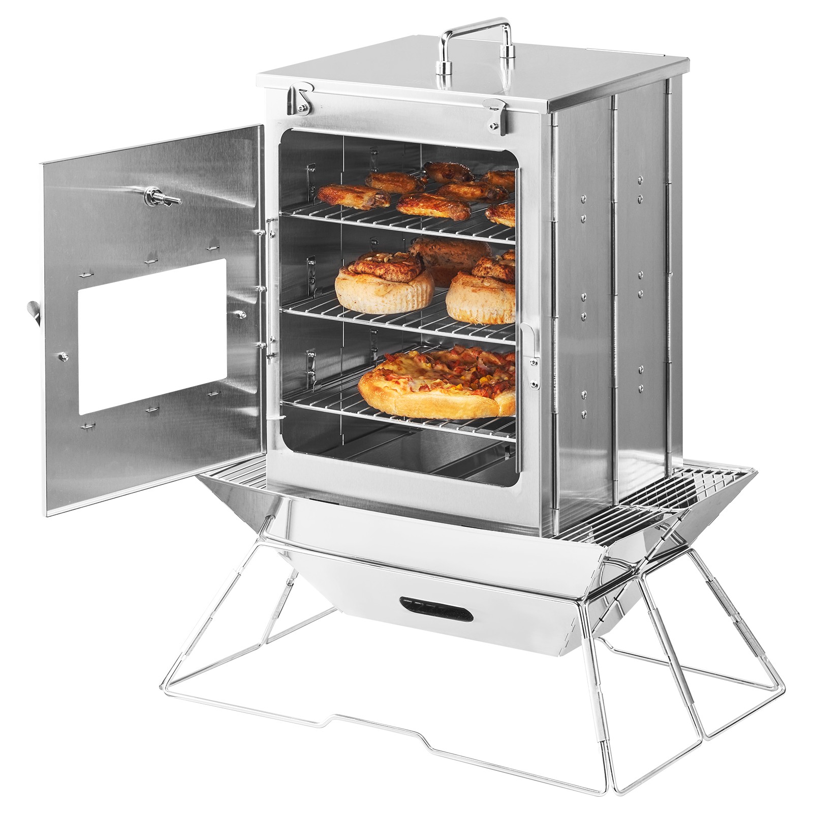 VEVOR Foldable Camping Oven Stainless Steel Portable Camping Stove 3 Tier Grill