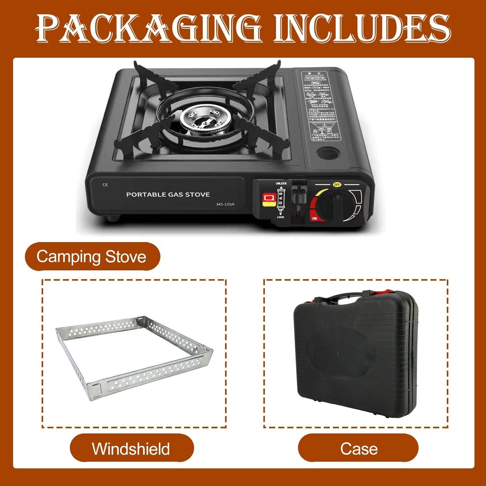 1/2/3 Stove Portable Camping Gas Stove Cast Iron Propane Burner Single/Dual Fuel