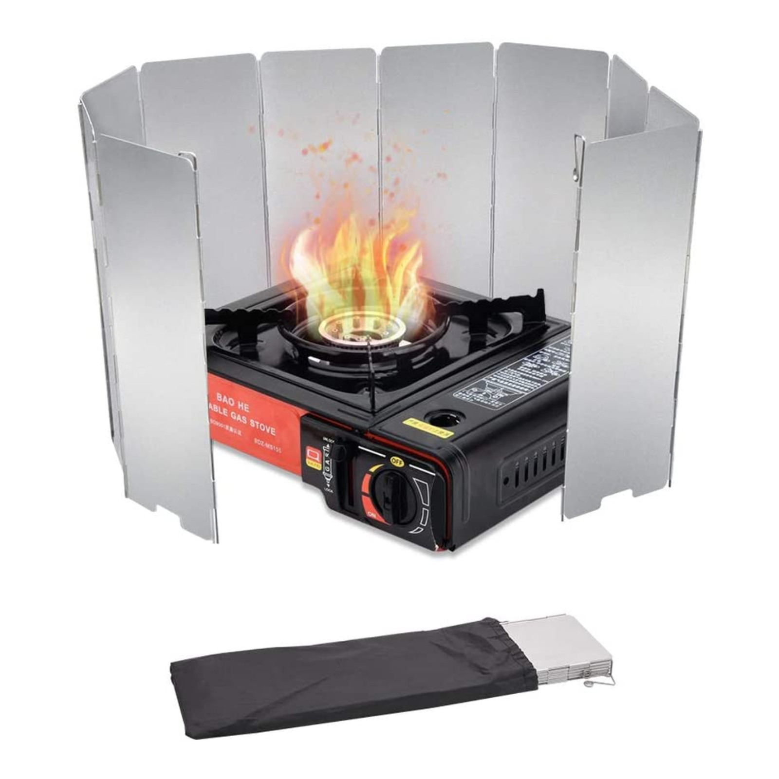 10 Plate Camping Stove Windscreen Aluminum Wind Shield for Butane Gas Stove