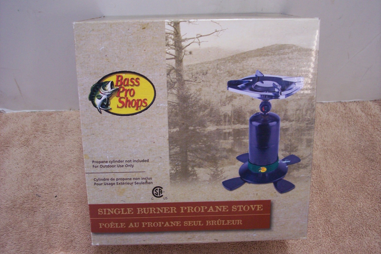 BASS PRO ONE BURNER PROPANE CAMPING STOVE Used once