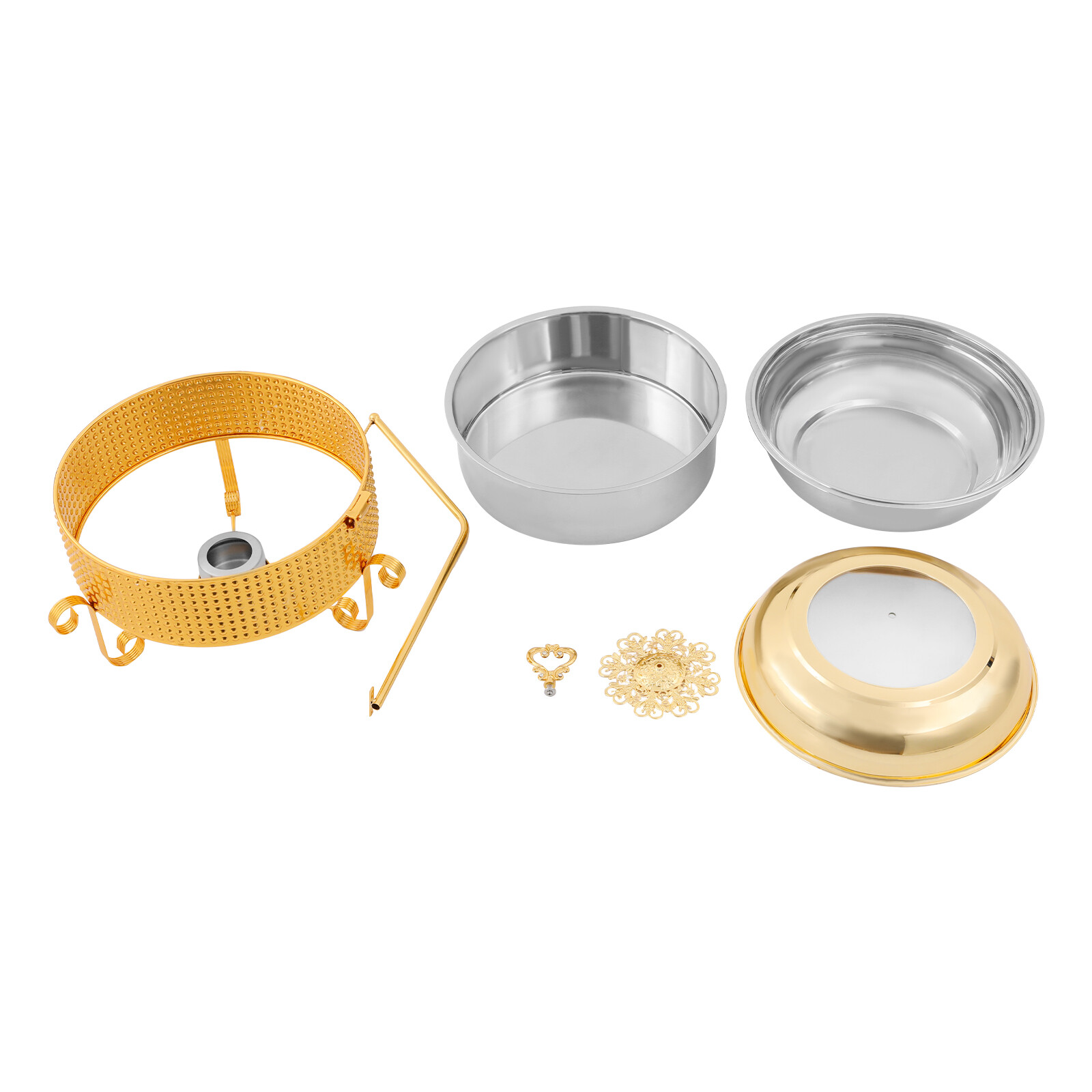Round Gold Stainless Steel Chafing Dish Set 10.57QT Buffet Food Warmer