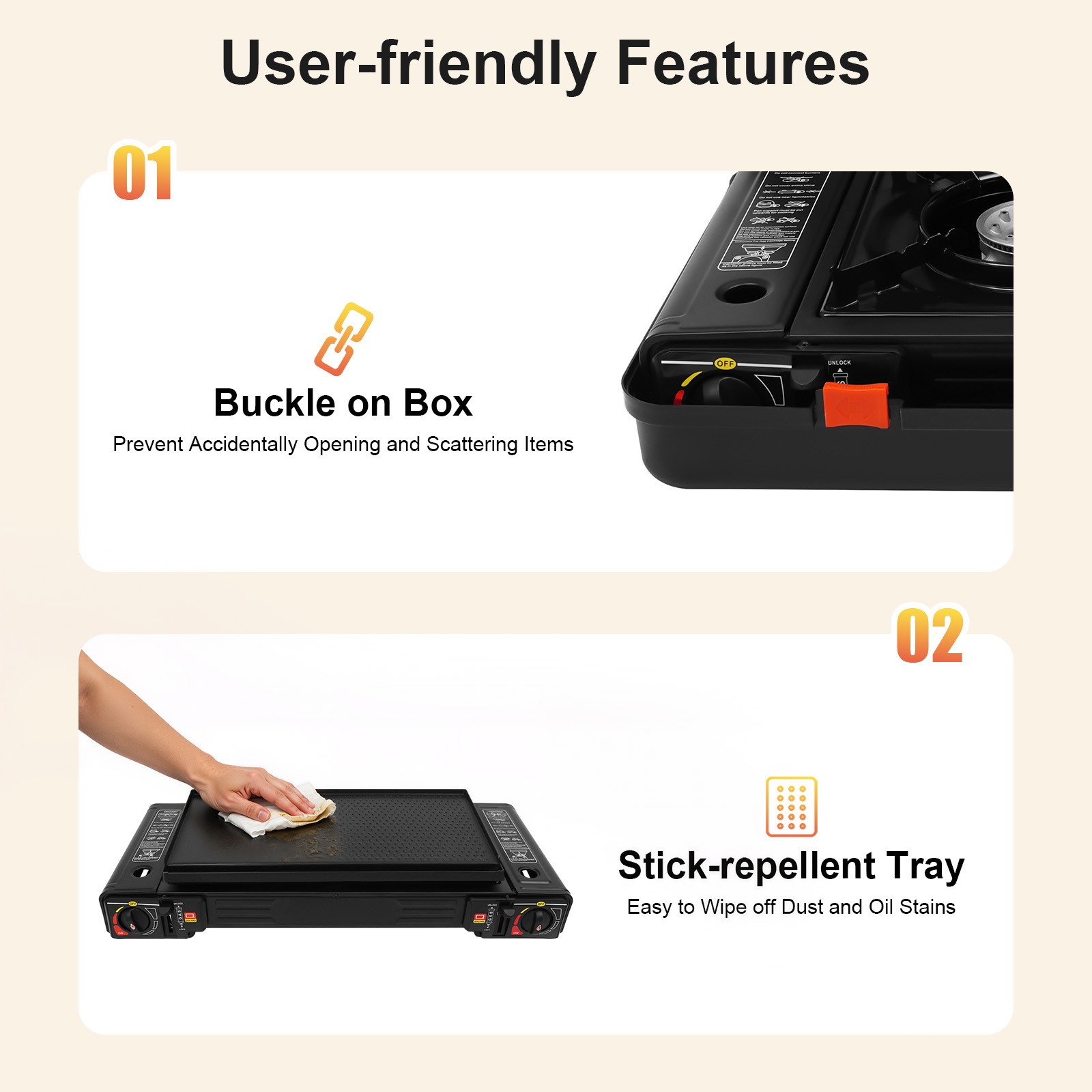 Portable 2-Burner Butane Camping Stove for Outdoor Cooking with Carrying Case