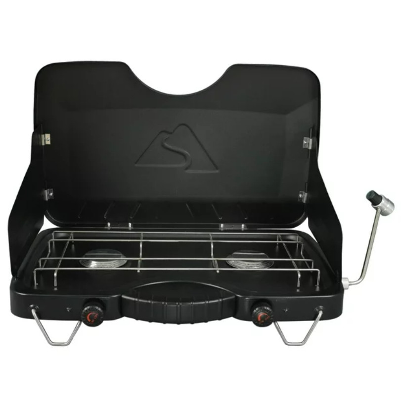 2 Burner Propane Gas Camping Stove with Two 10,000 BTU Stainless Steel Burners