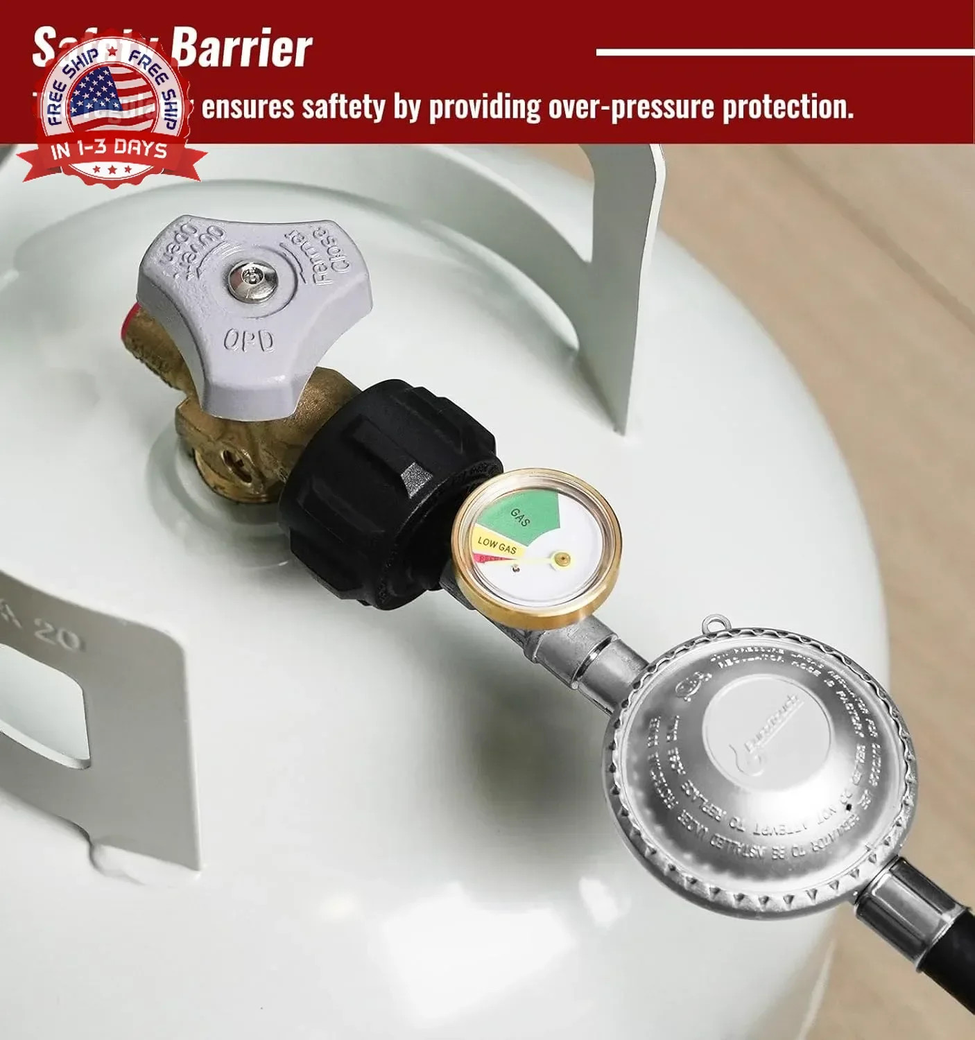 2 Feet Propane Hose Regulator Gauge 3/8 Inch Female Flare Heavy-Duty for Outdoor