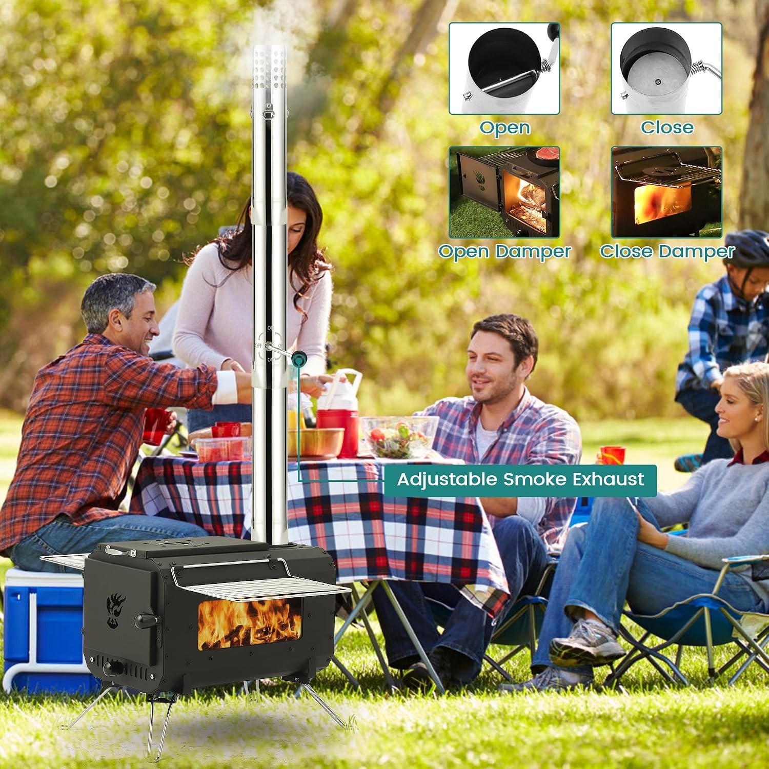 Tent Stove Outdoor Portable Wood Burning Camping Heating