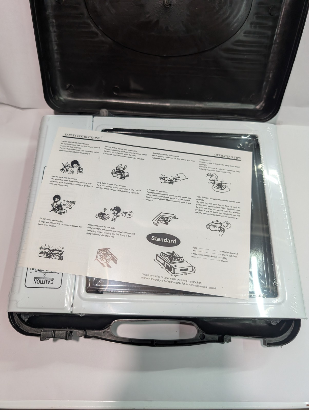 NEW Portable Butane Gas Stove w/ Carry Case Camping Burner Single Burner Cooktop