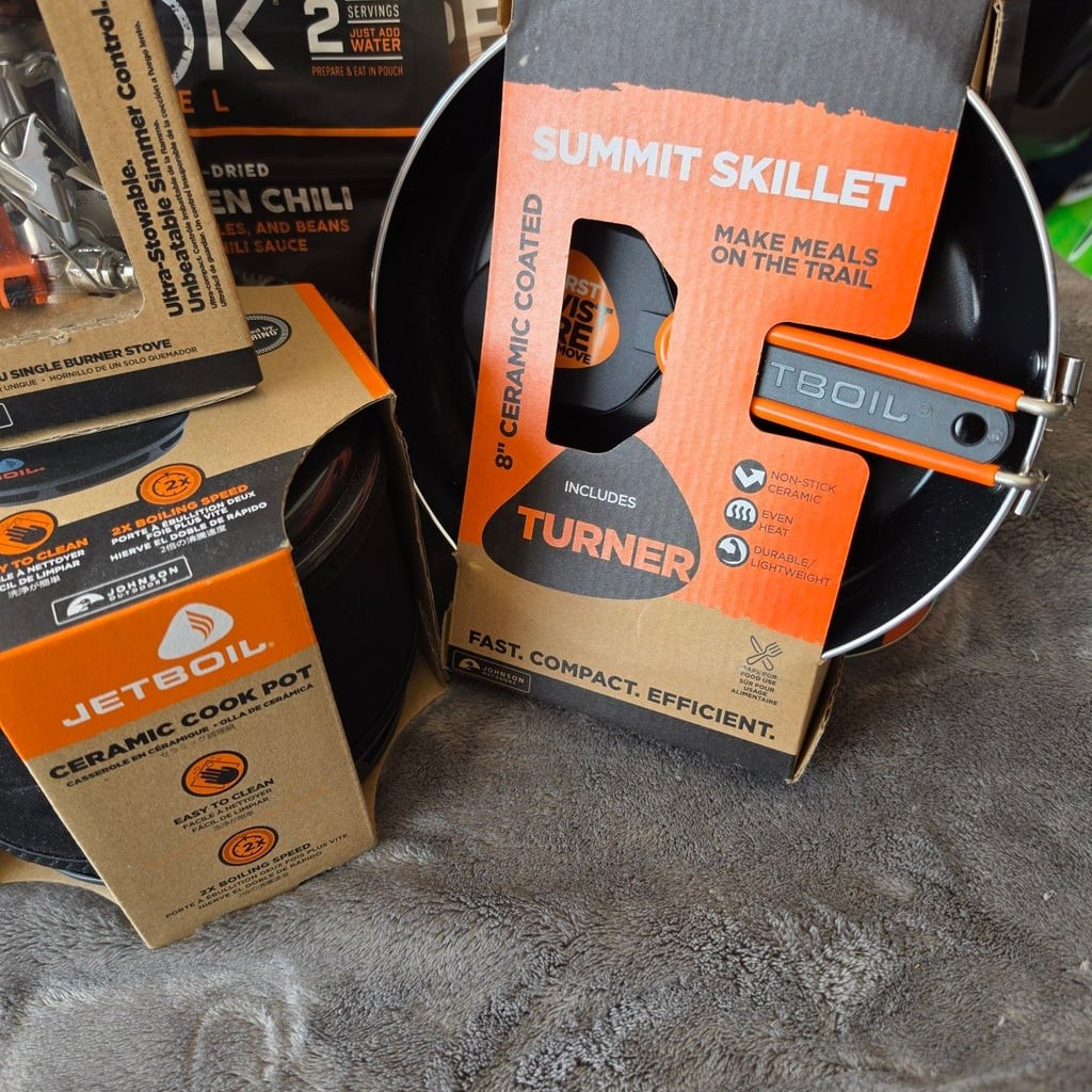 Jetboil Camping Bundle. MightyMO Stove, Cooking Pot, Summit Skillet, and MORE!