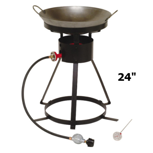 24″ Outdoor Propane Gas Burner Stove 18″ Wok Pan and Thermometer for Cooking
