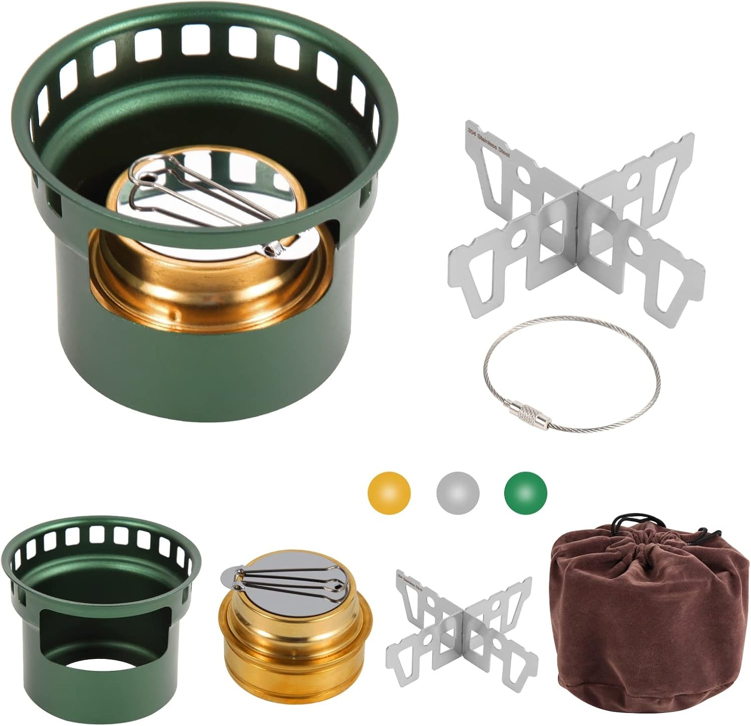 2 In 1 Mini Brass Alcohol Stove With Stand Portable Camping Burner