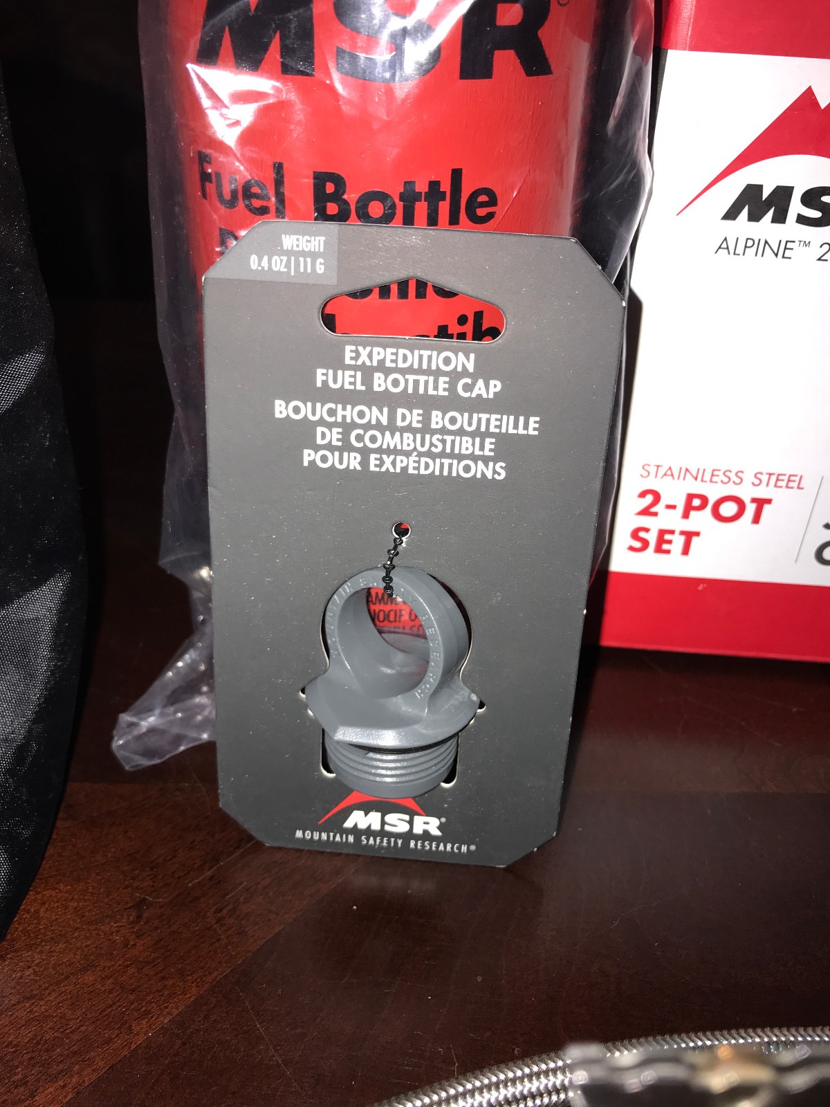 Preowned MSR XGK EX Stove w/ NEW 30 oz Fuel Bottle, MSR Alpine Pot Set, Etc.